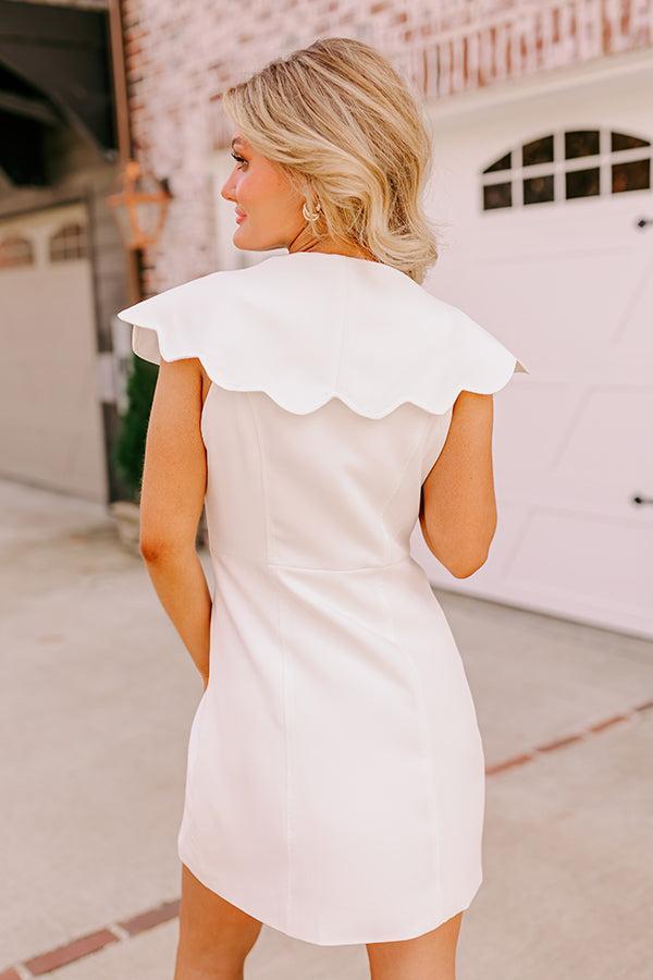Sunday Brunch Scalloped Mini Dress in White Product Image
