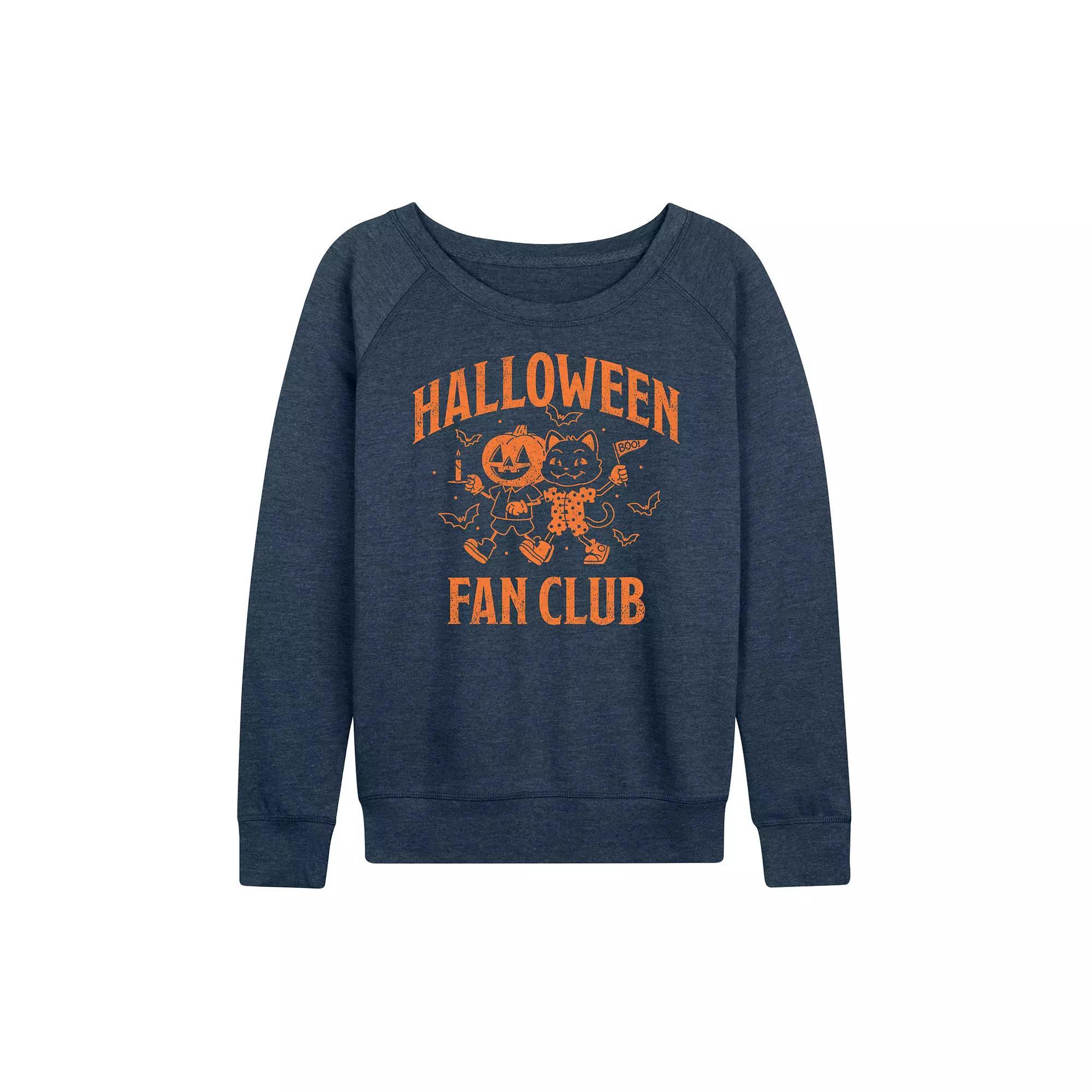 Womens Halloween Fan Club French Terry Long Sleeve Tee Grey Blue Product Image
