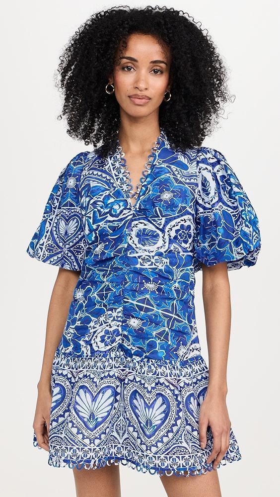 FARM Rio Tile Dream Multicolor V Neckline Short Sleeve Mini Dress | Shopbop Product Image