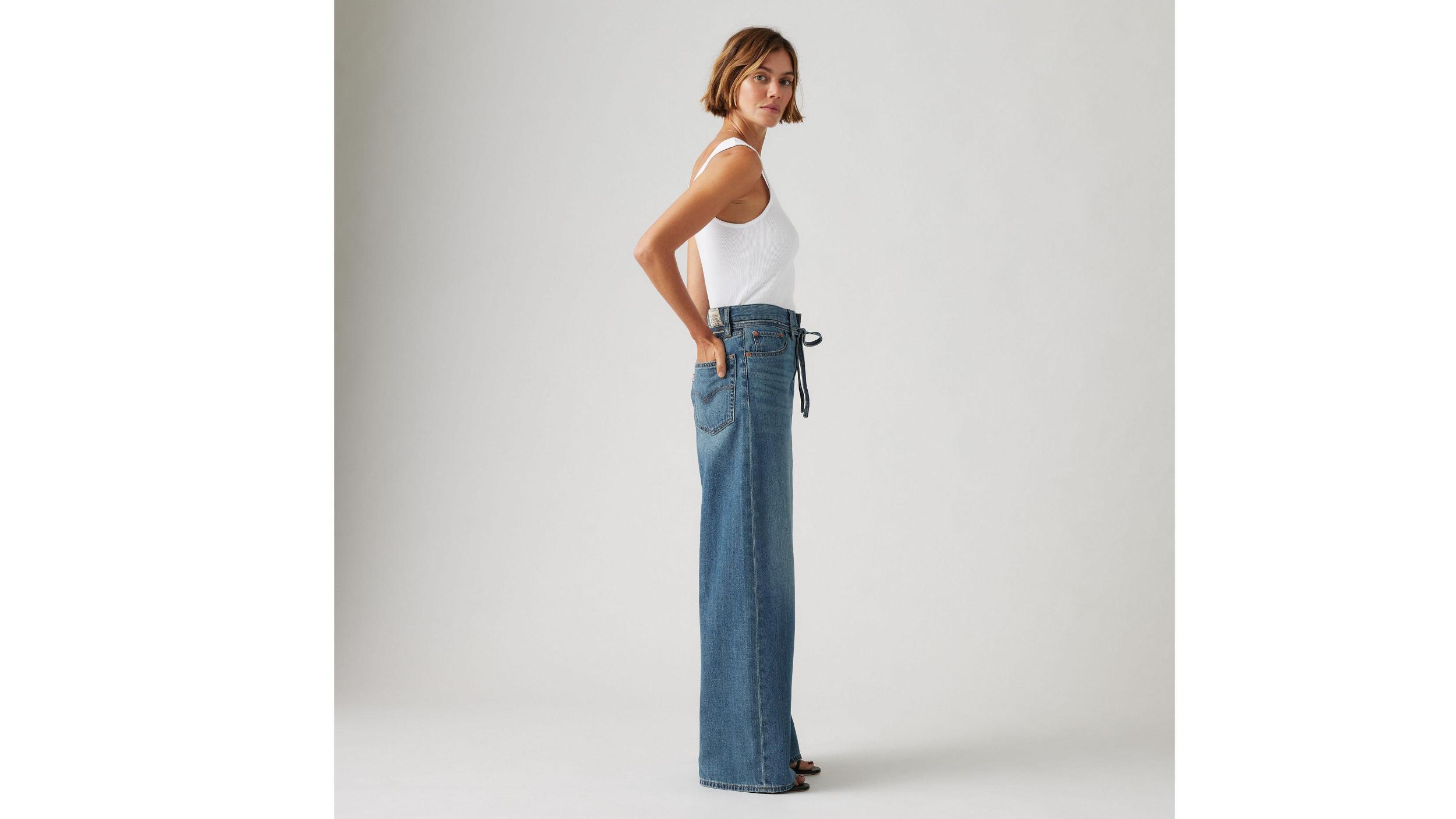 XL Baggy Straight Linen+ Denim Women's Jeans Product Image