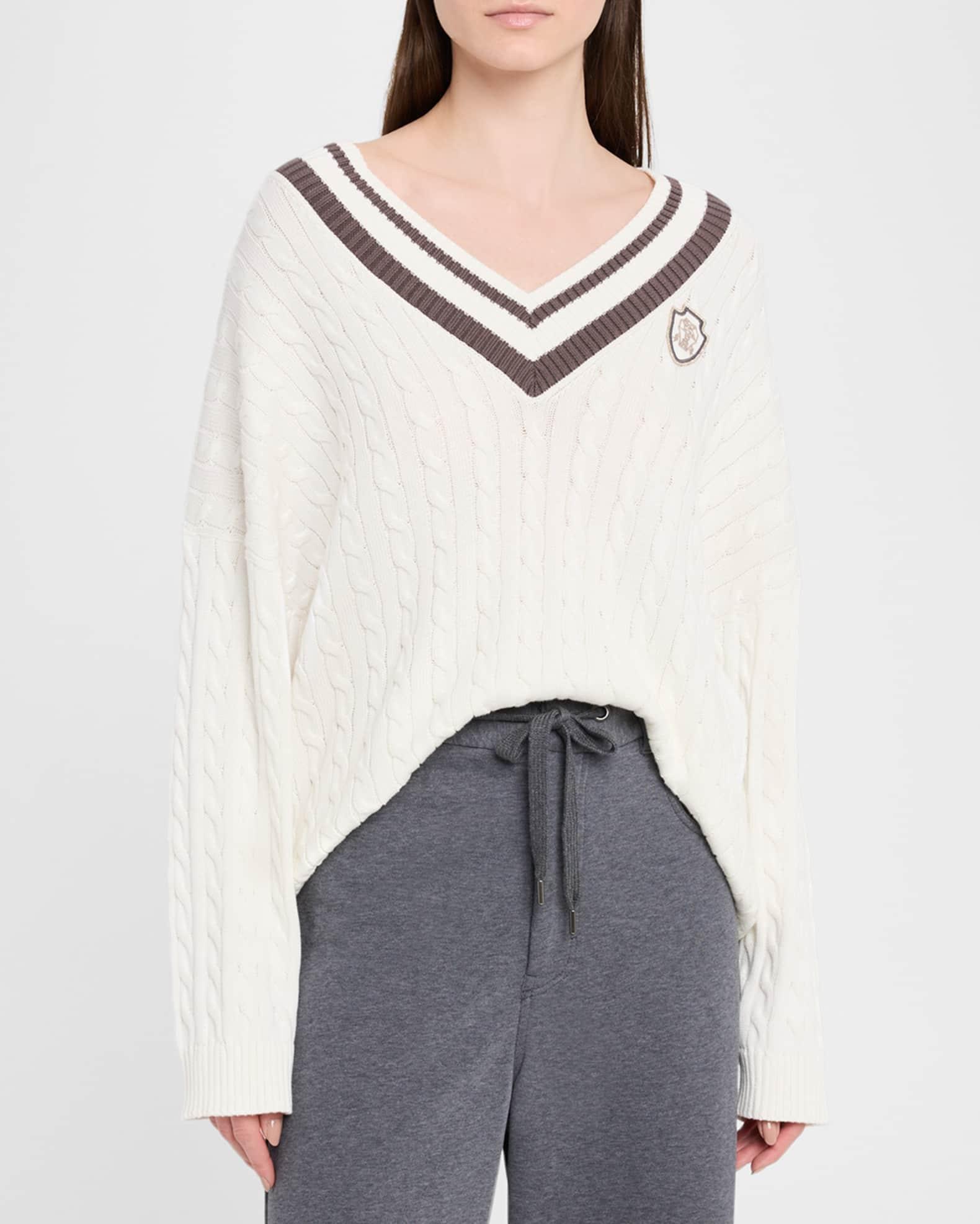 Cable-Knit Sport Club V-Neck Sweater Product Image