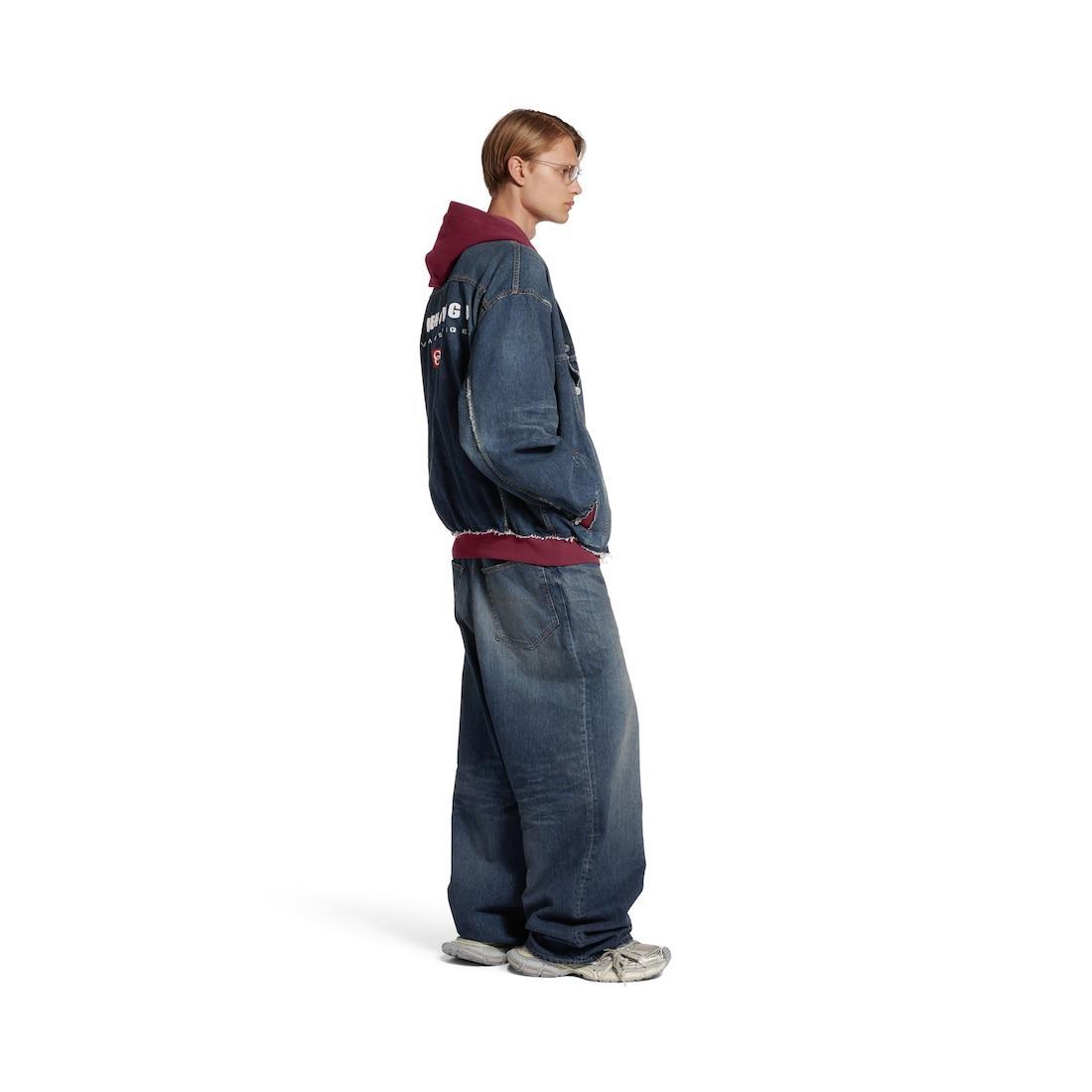 Men's Patched Denim Jacket in Blue/dark Grey Product Image