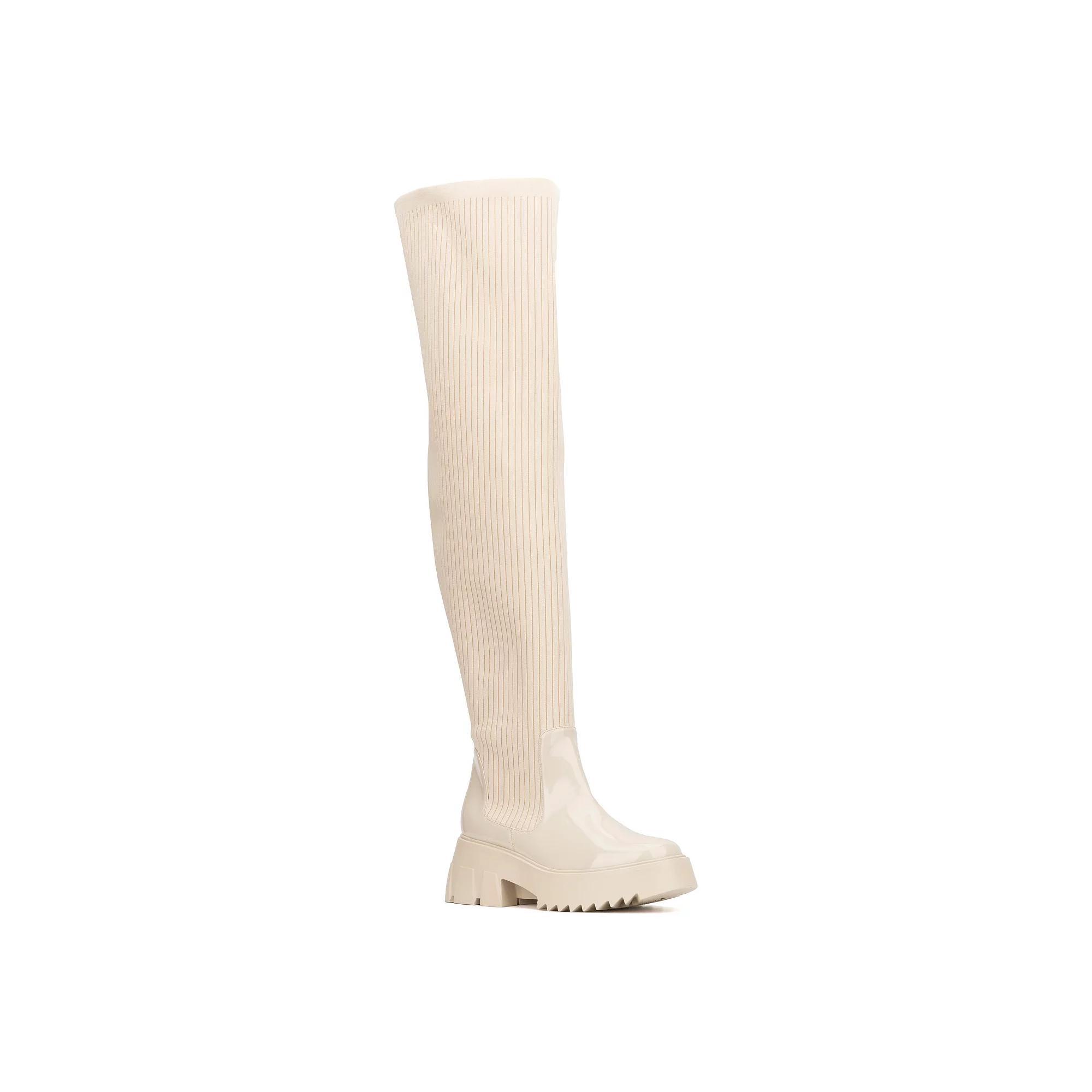 Fashion to Figure Odelia Women's Extra Wide Calf Thigh-High Boots, Size: 11 Wide, Natural Product Image