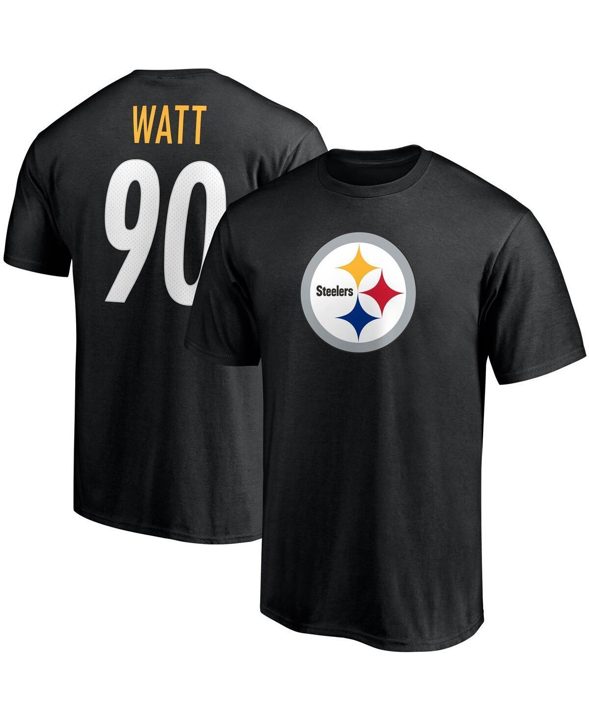 Men's Fanatics Branded T.J. Watt Black Pittsburgh Steelers Player Icon Name & Number T-Shirt, Size: Medium Product Image