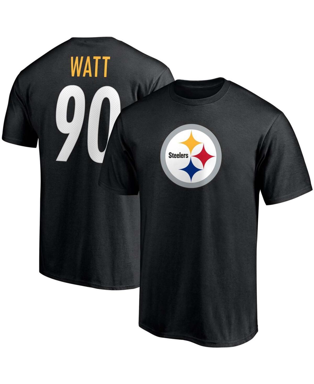 Men's Fanatics Branded T.J. Watt Black Pittsburgh Steelers Player Icon Name & Number T-Shirt, Size: Medium Product Image