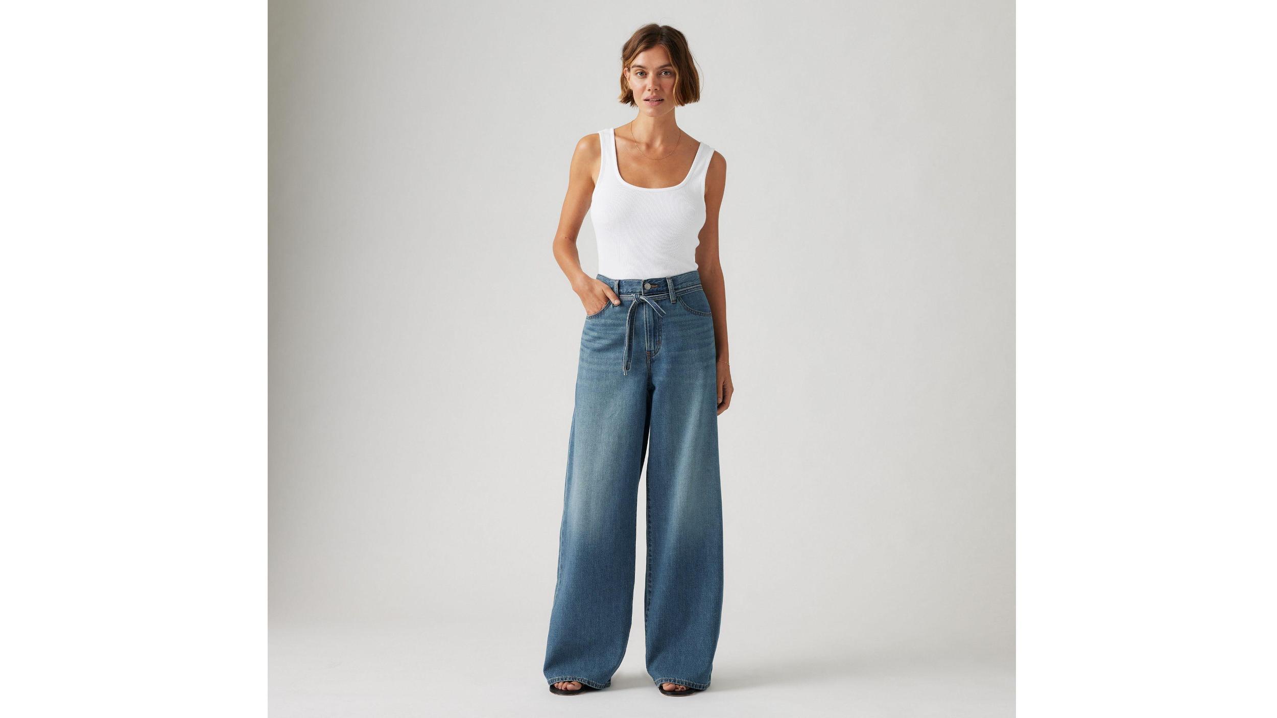XL Baggy Straight Linen+ Denim Women's Jeans Product Image