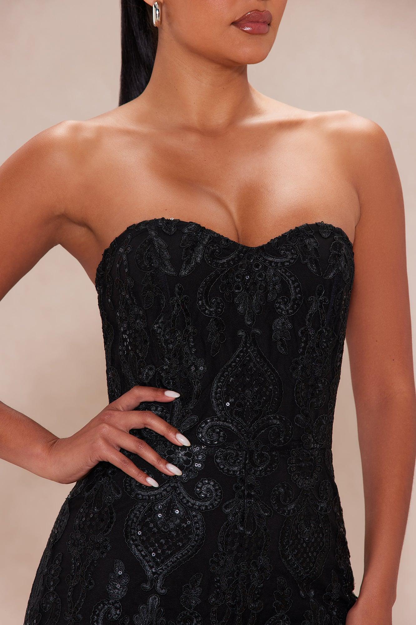 Esther Sequin Embroidered Jumpsuit - Black Product Image