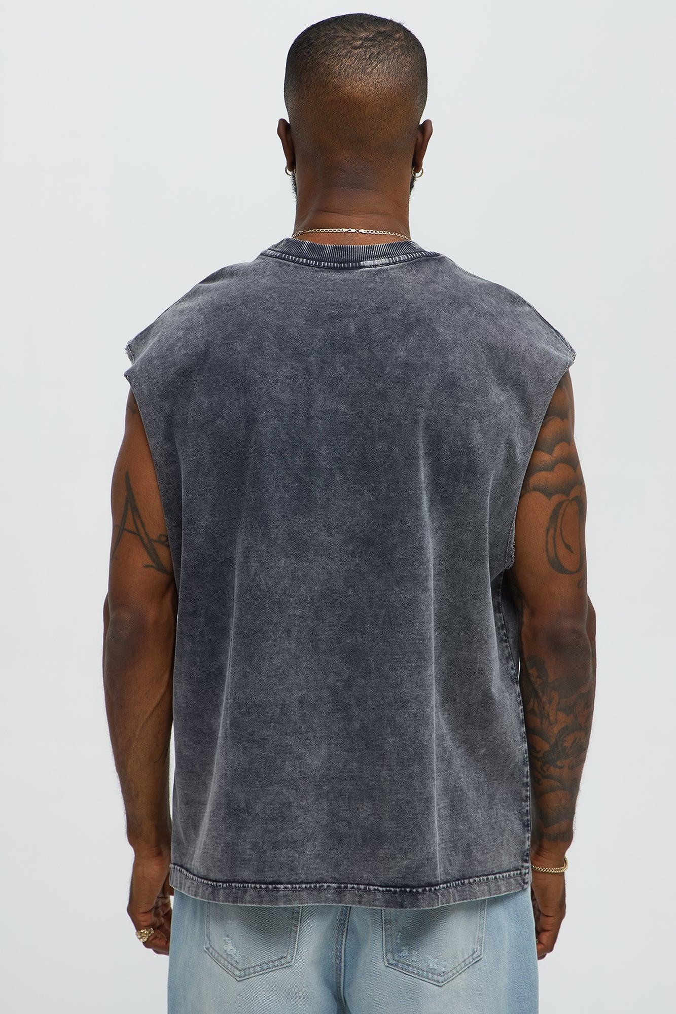 Relaxed Vintage Wash Heavyweight Muscle Tee - Black Wash Product Image
