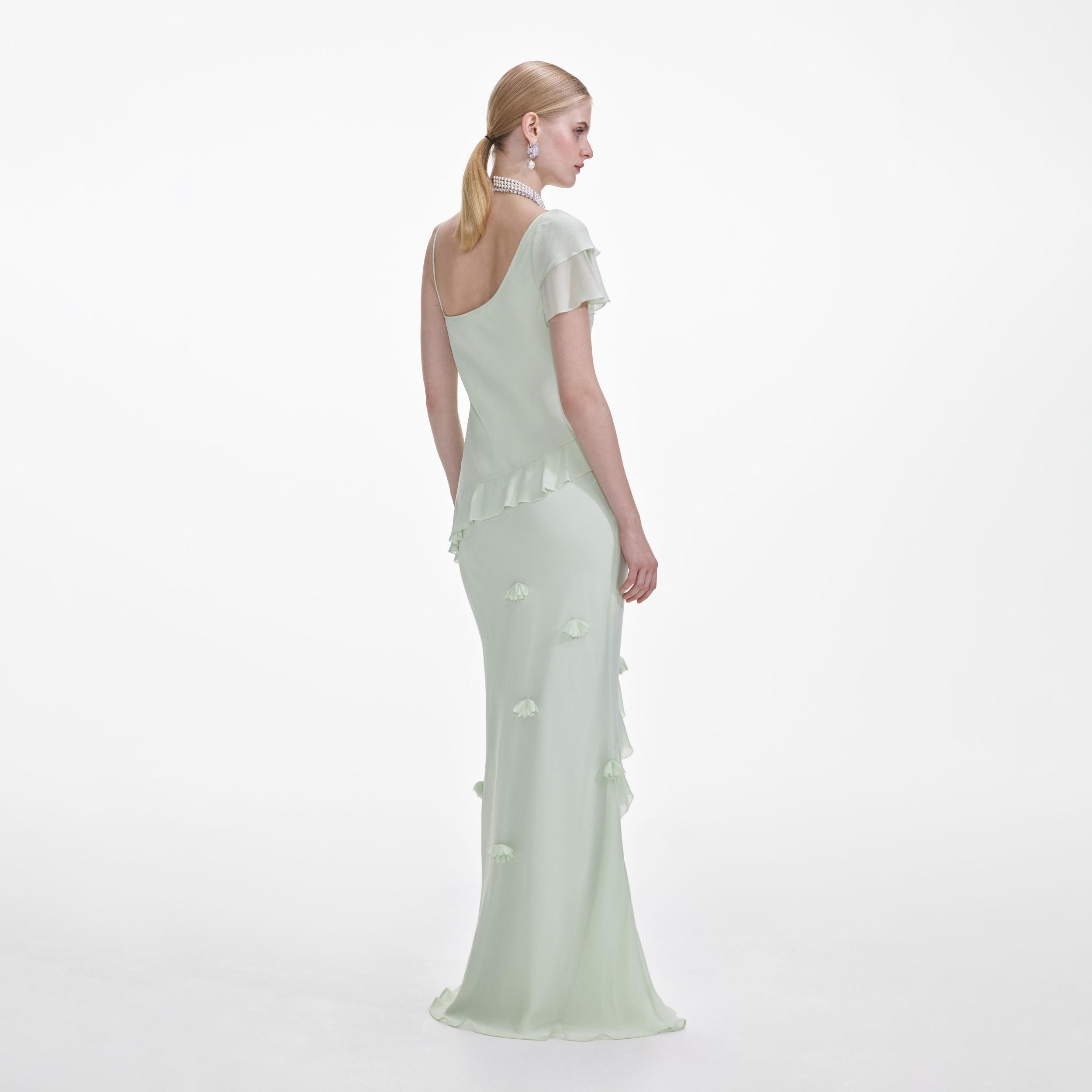 Mint Georgette Flower Maxi Dress Product Image
