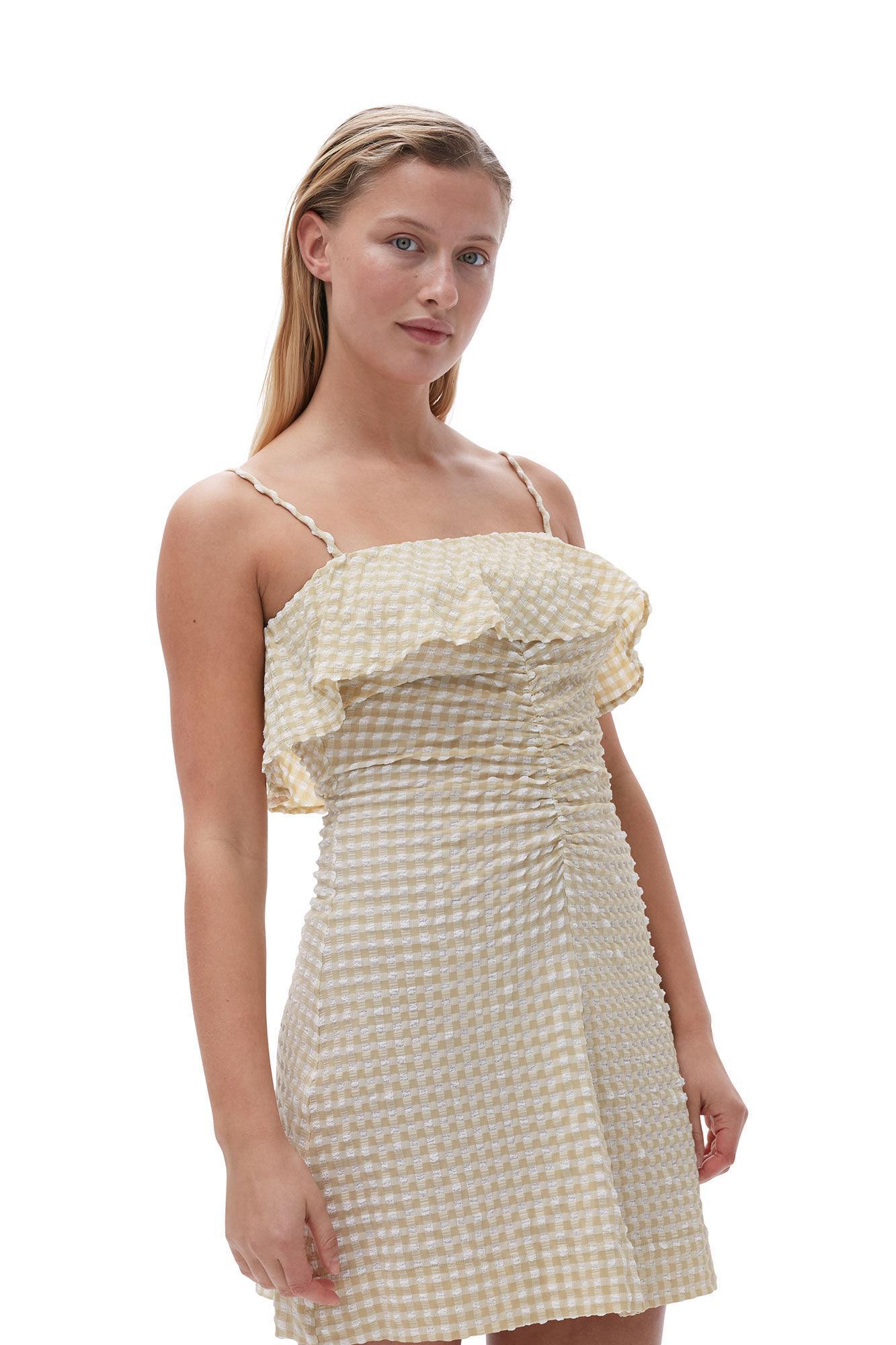 Stretch Seersucker Strap Mini Dress Product Image