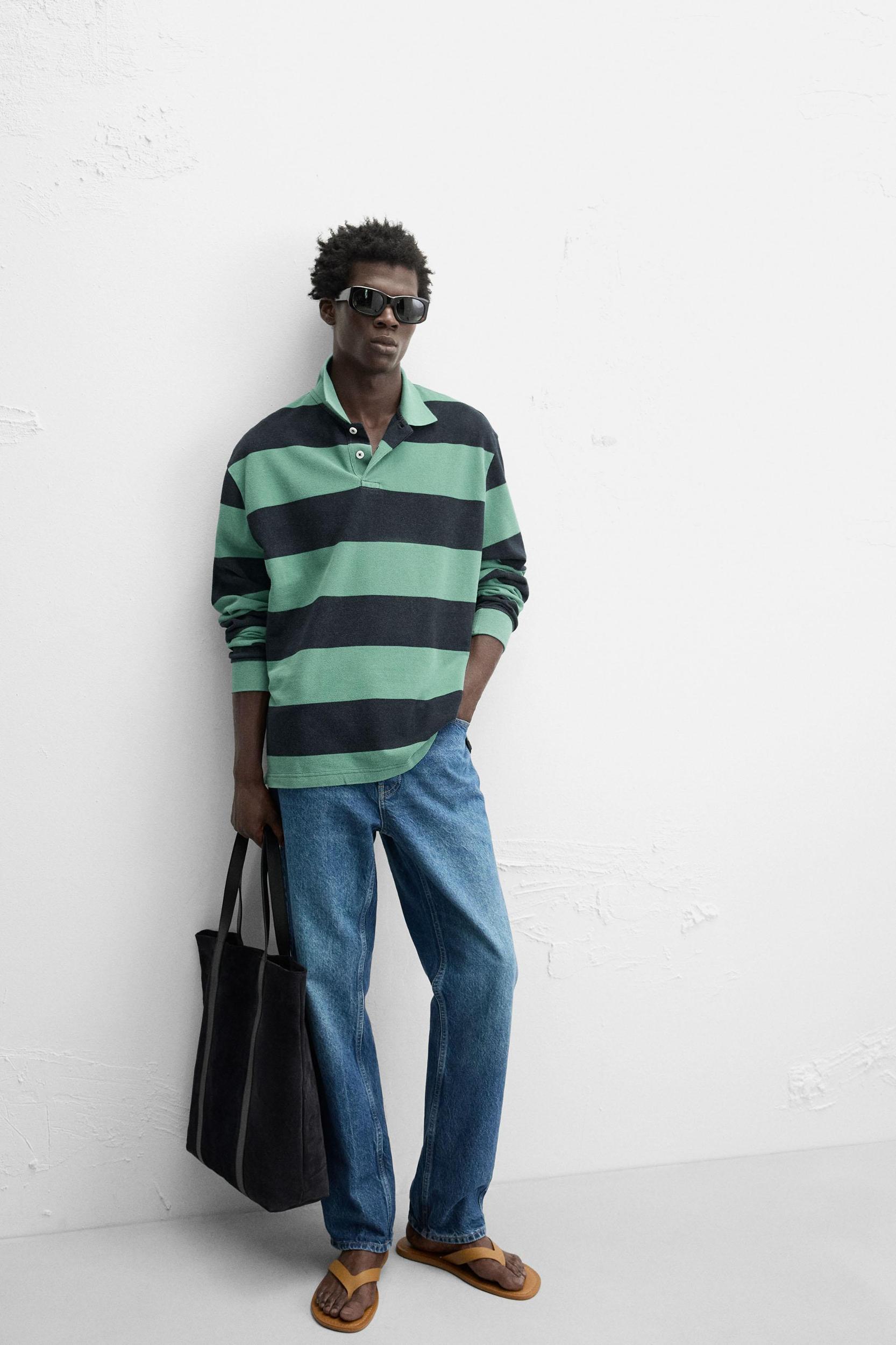 STRIPED WASHED POLO SHIRT Product Image