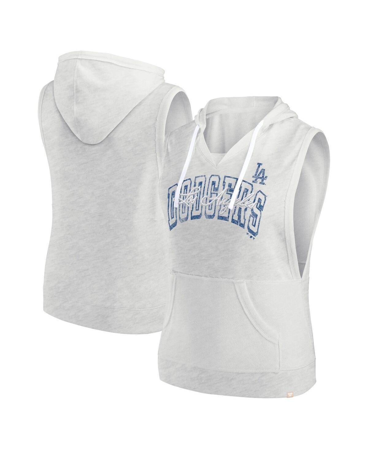 Women's Fanatics Branded Ash Los Angeles Dodgers Lounge Script Sleeveless Pullover Hoodie, Size: Large, Black Product Image
