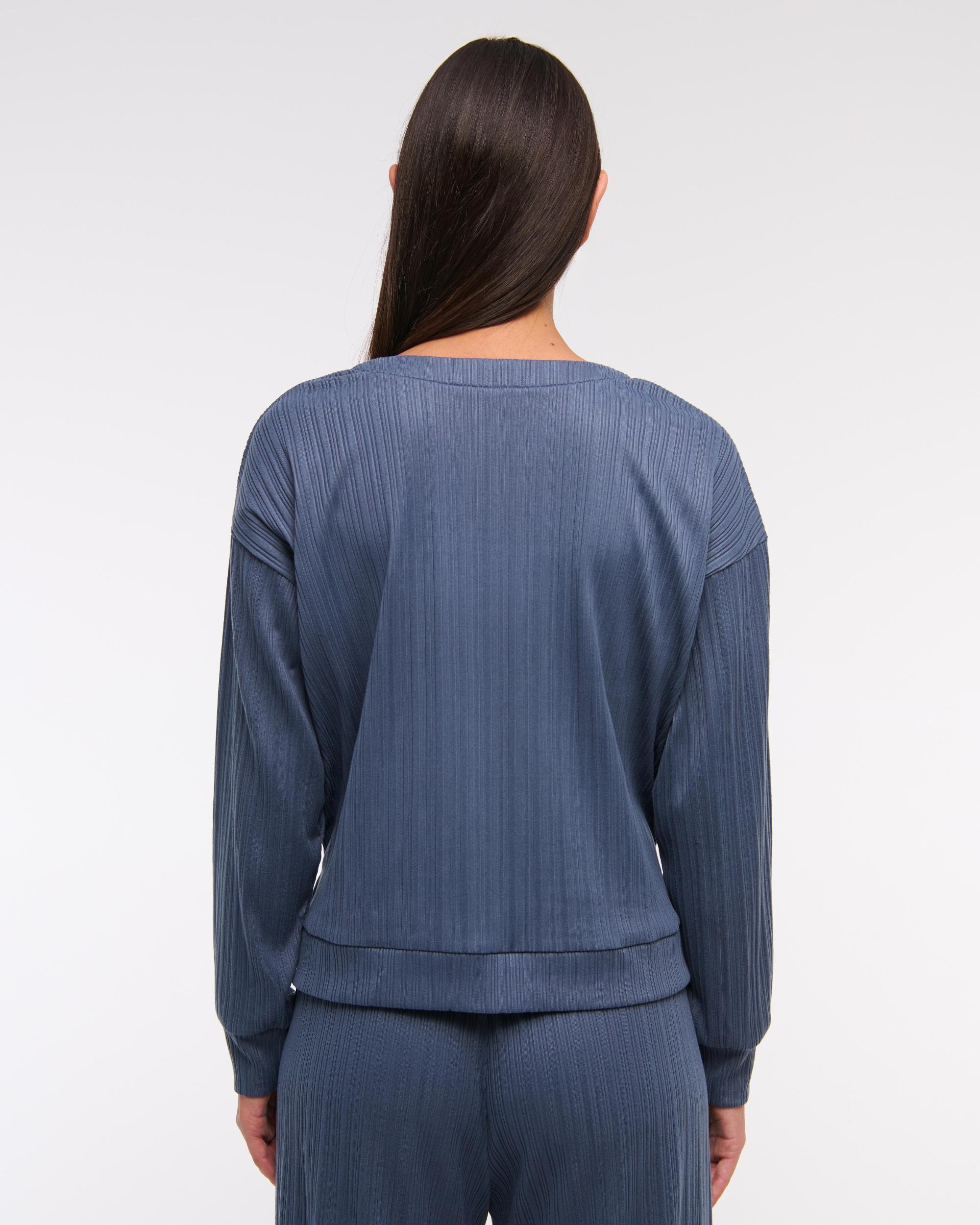 Lounge Wide Rib Henley Sweatshirt Product Image