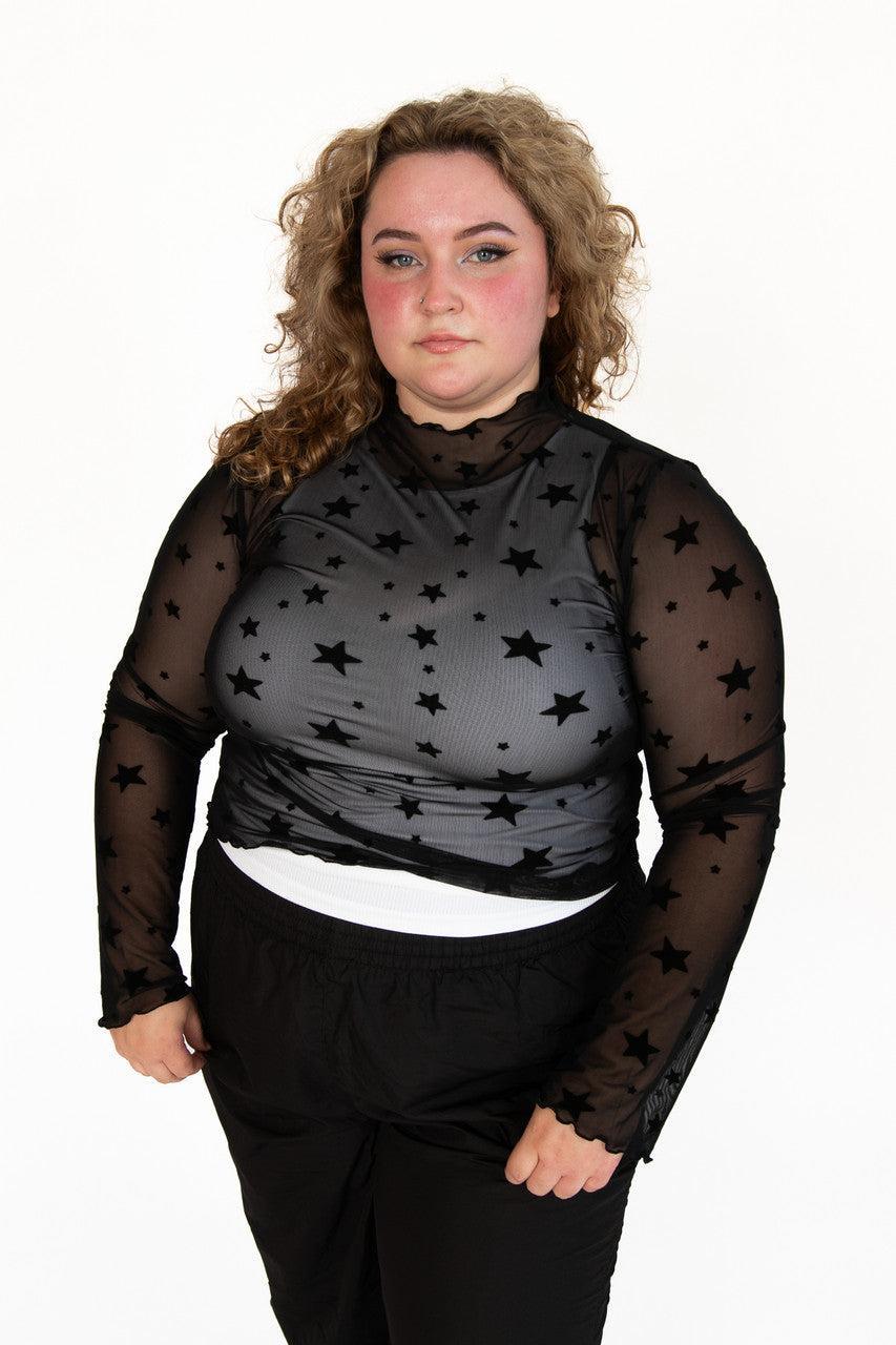 Extended Sizes Mesh Star Long Sleeve Product Image