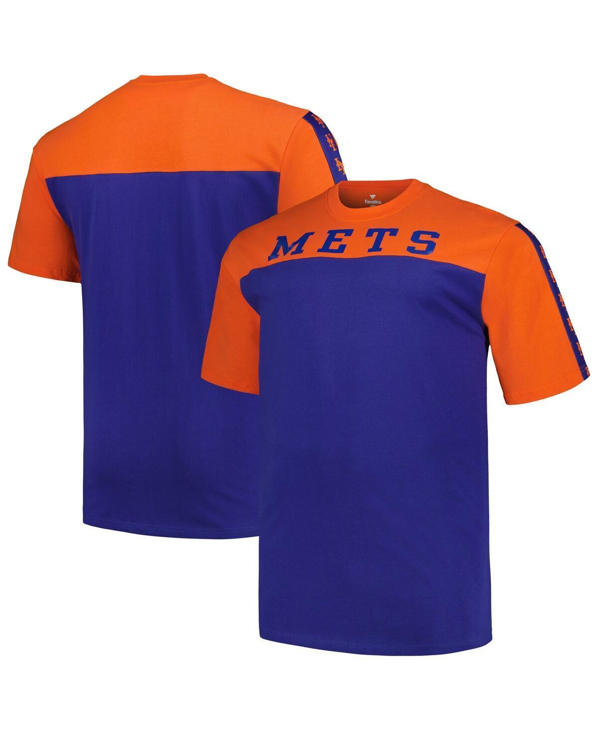 Men's Profile Orange/Royal New York Mets Big & Tall Yoke Knit T-Shirt, Size: 4XB Product Image