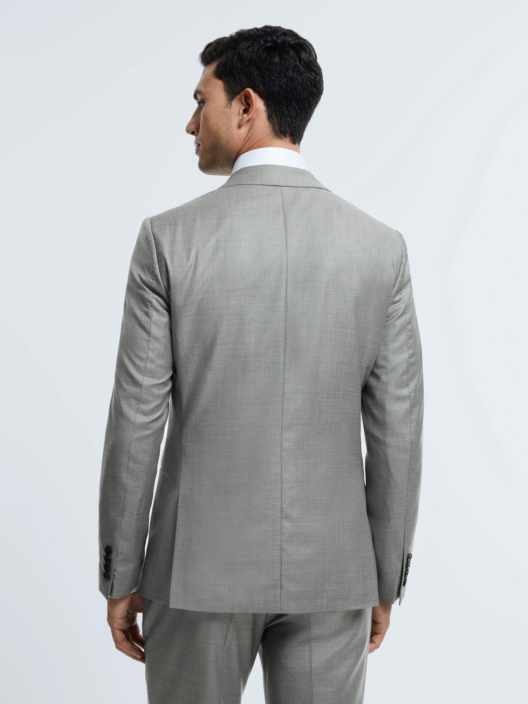 Atelier Wool Cashmere Slim Fit Single Breasted Blazer in Grey Melange Product Image