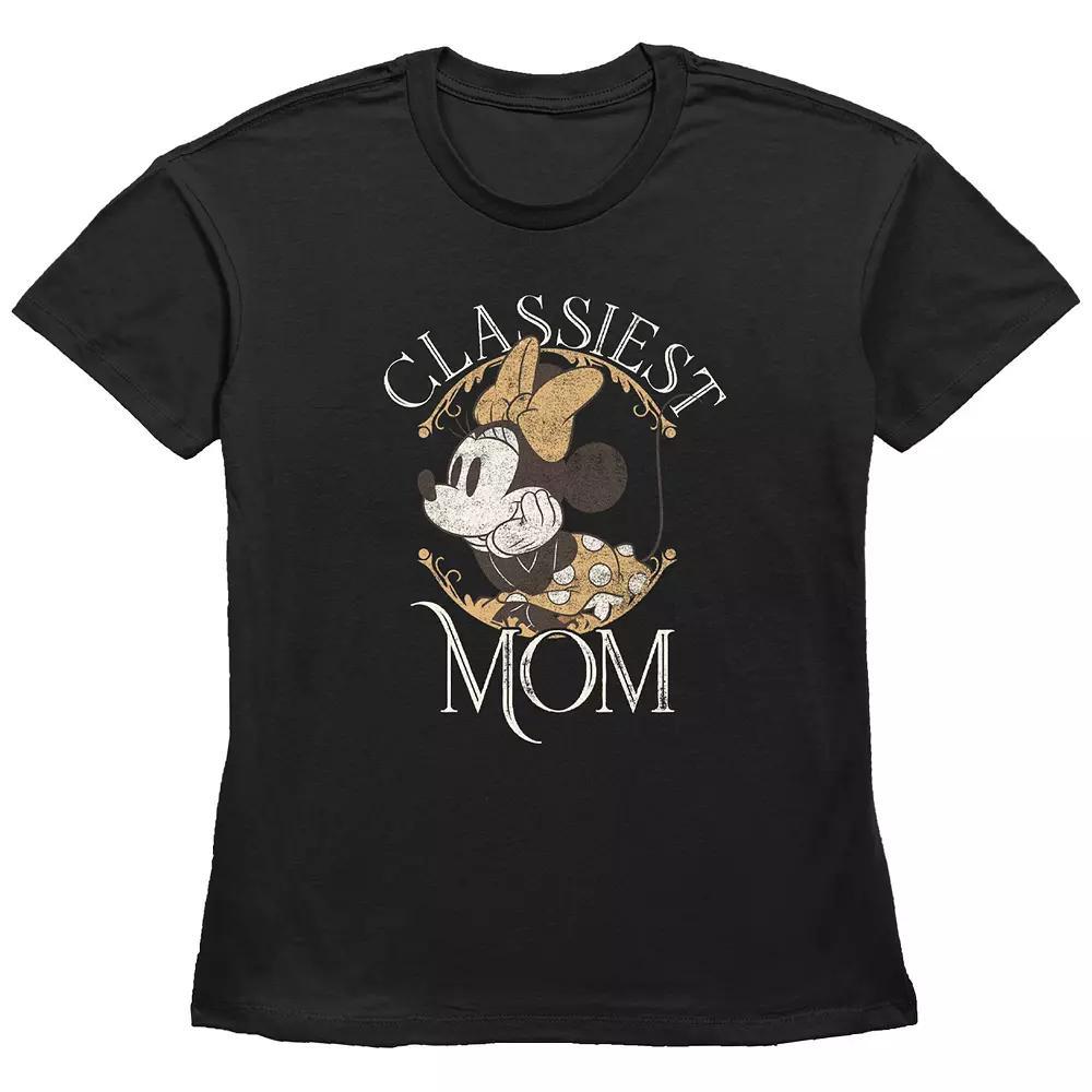 Disney Minnie Mouse Women's Classiest Mom Basic Fit Graphic Tee, Size: Large, Black Product Image