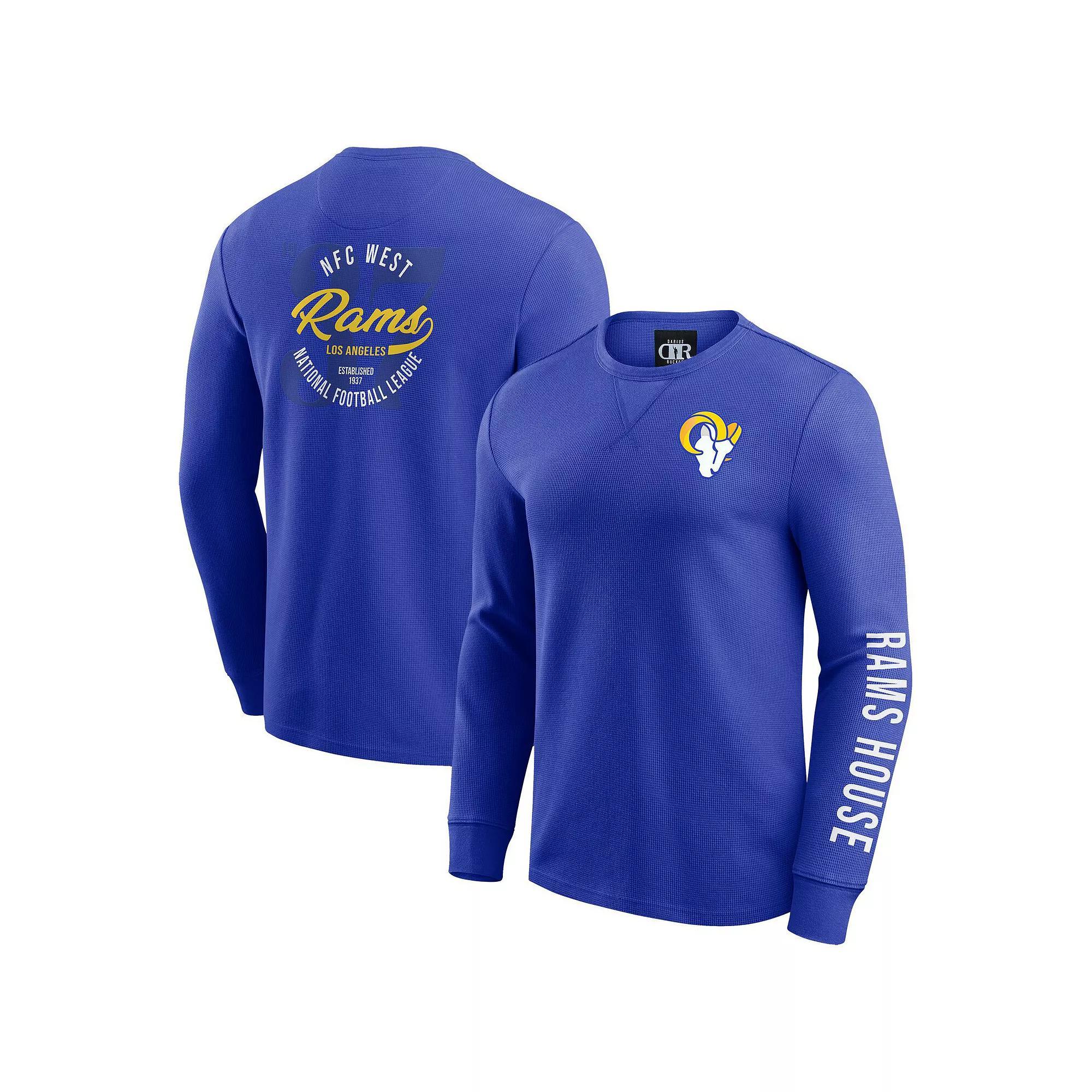 Men's Darius Rucker Collection by Fanatics Royal Los Angeles Rams Washed Waffle-Knit Long Sleeve T-Shirt, Size: Medium, Blue Product Image