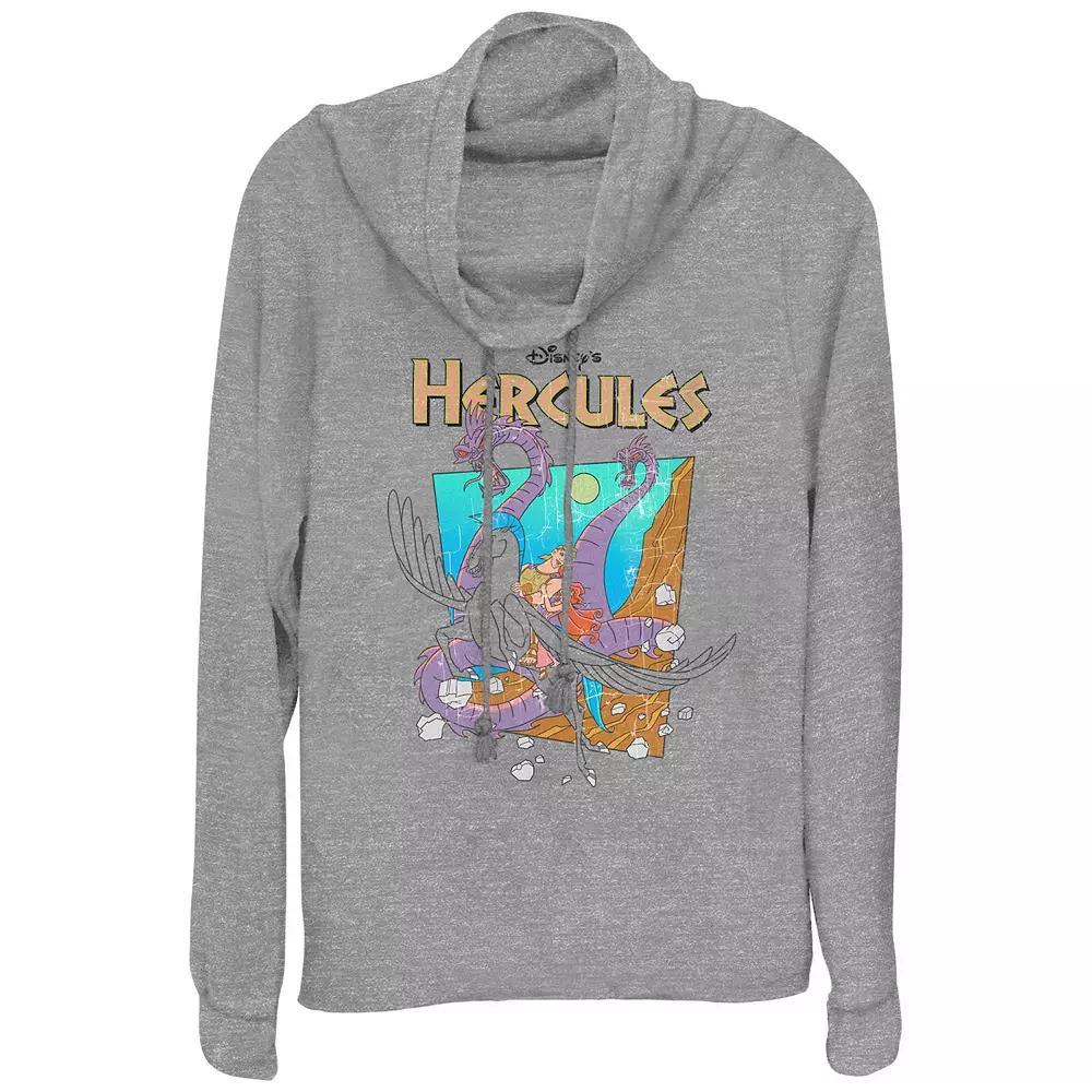 Disney's Hercules Hydra Escape Women's Cowlneck Graphic Lightweight Long Sleeve, Size: Small, Gray Grey Product Image