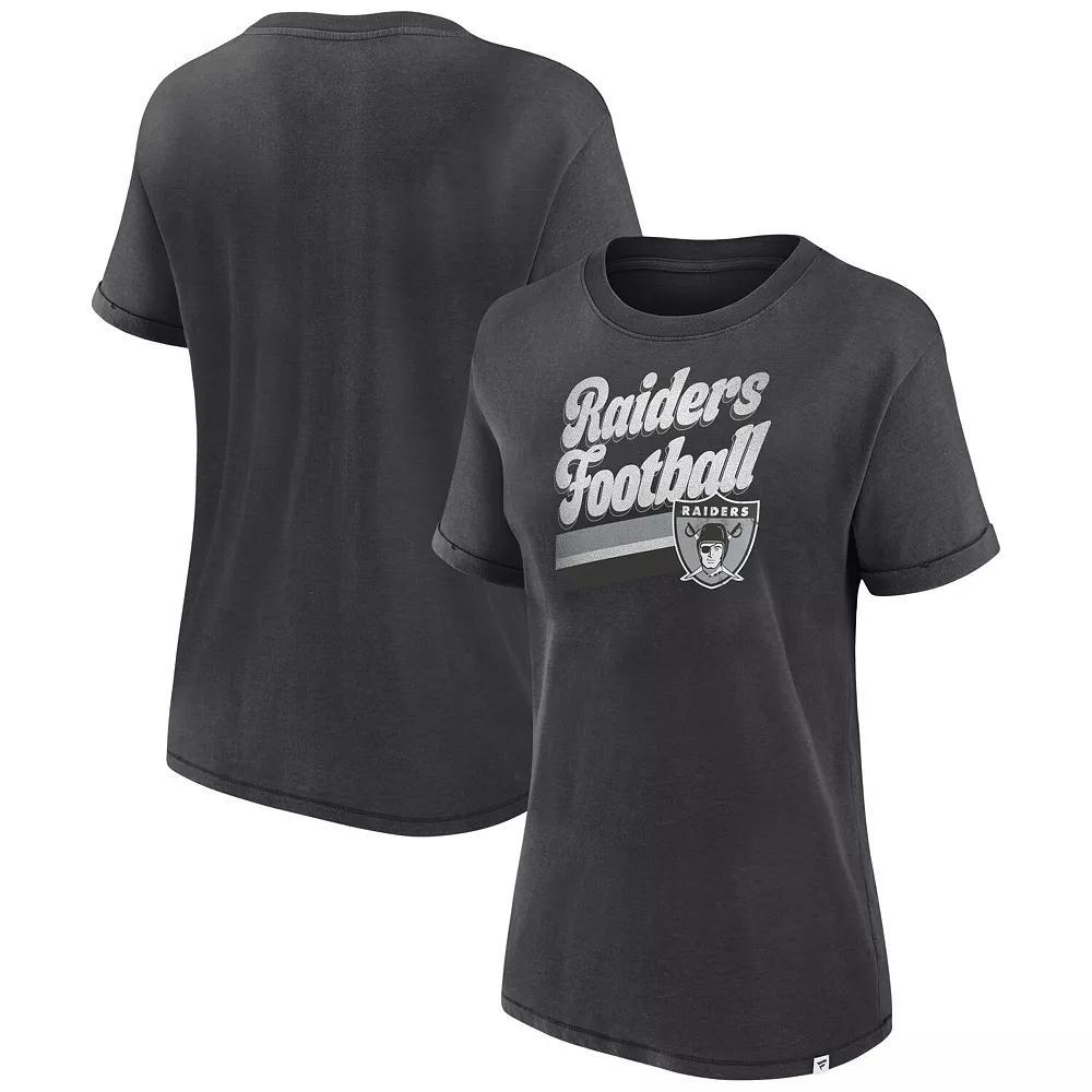 Women's Fanatics Branded Charcoal Las Vegas Raiders Hit Snow Washed T-Shirt, Size: XL, Lvr Charco Product Image
