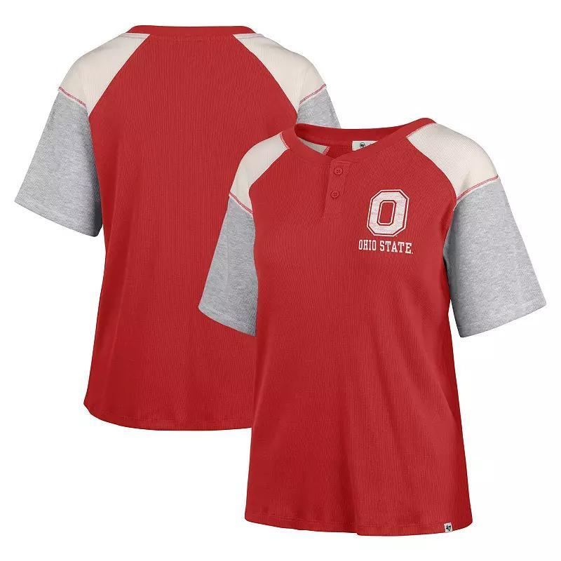 Women's '47 Green Michigan State Spartans Underline Harvey Colorblock Raglan Henley T-Shirt, Size: XL Product Image