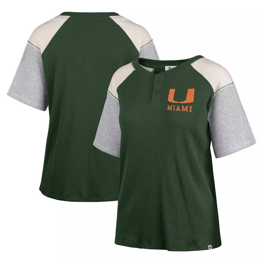 Women's '47 Green Michigan State Spartans Underline Harvey Colorblock Raglan Henley T-Shirt, Size: XL Product Image