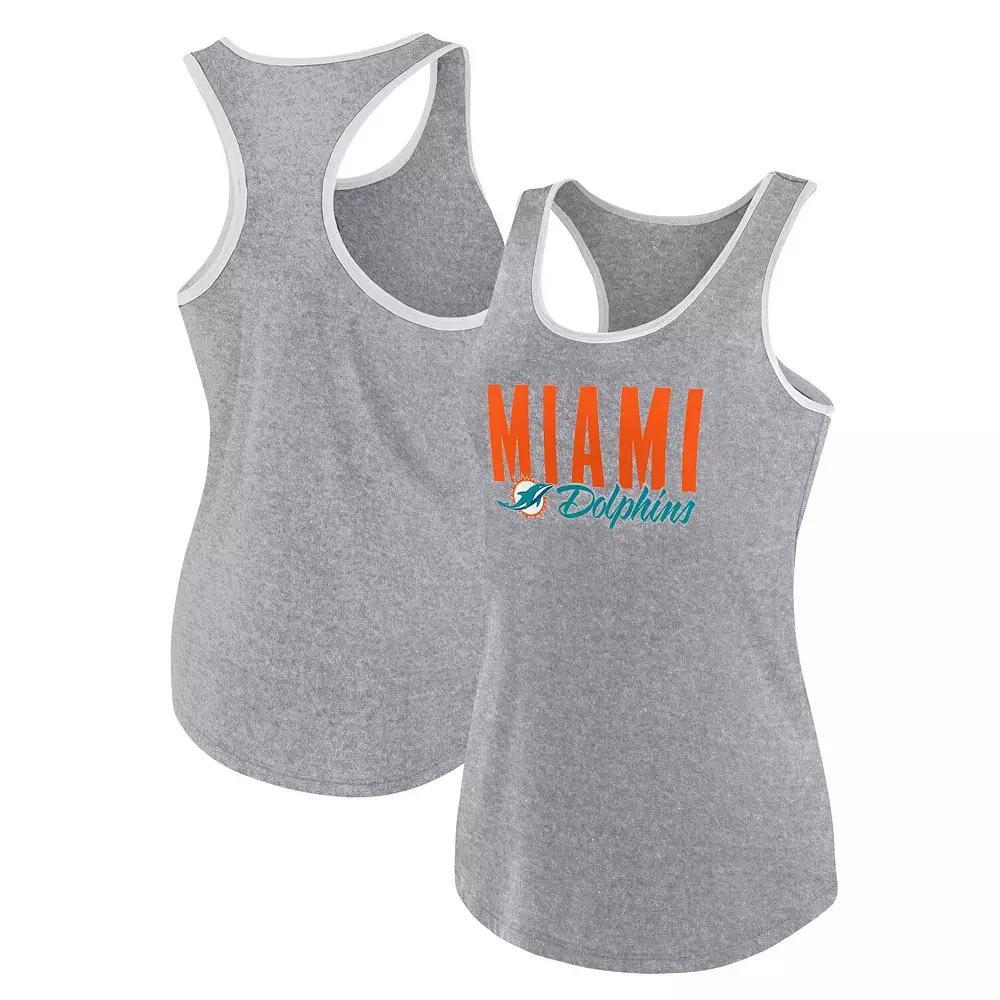 Women's Fanatics Heather Gray Miami Dolphins Plus Size Fuel Tank Top, Size: 2XL, Grey Product Image