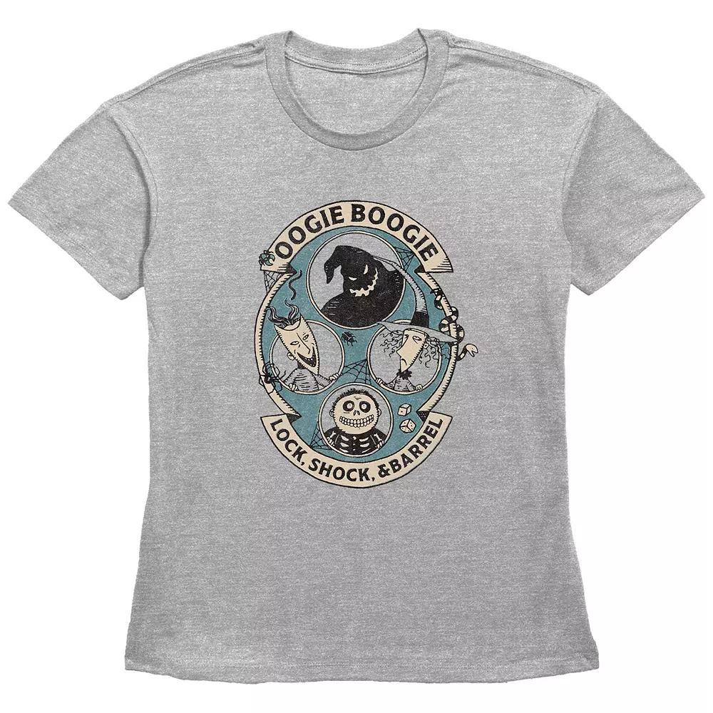 Disney's The Nightmare Before Christmas Oogie Boogie Lock, Shock, & Barrel Women's Graphic Tee, Size: XS, Grey Gray Product Image