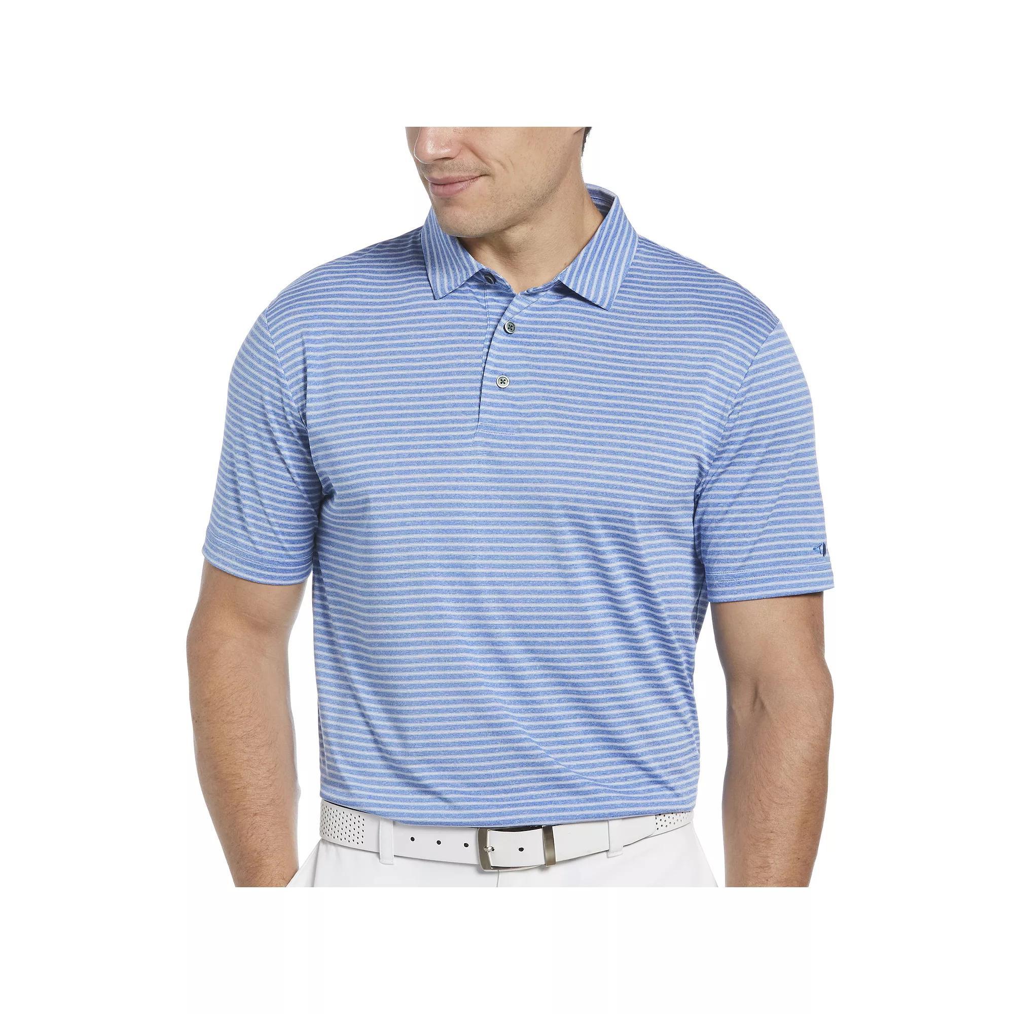 Men's Grand Slam Heather Feeder Stripe Golf Polo, Size: Large, Cavier Grey Product Image
