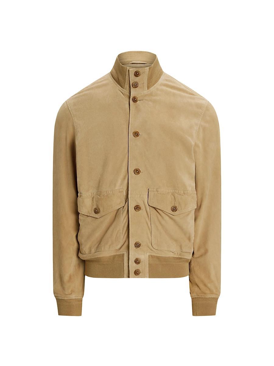 Mens Suede Bomber Jacket Product Image