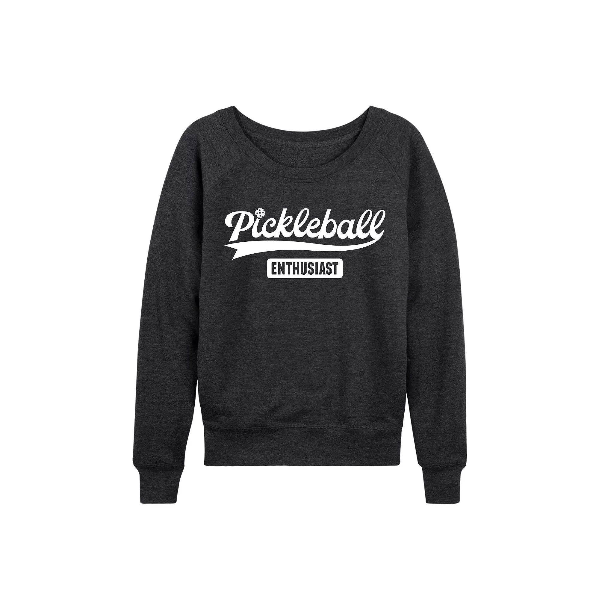 Women's Pickleball Enthusiast French Terry Long Sleeve Tee, Girl's, Size: Large, Grey Gray Product Image