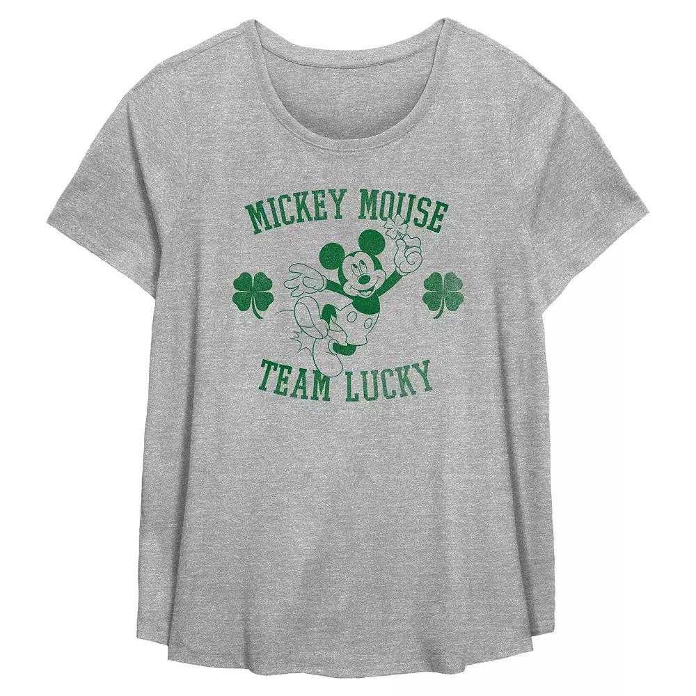 Disney's Mickey Mouse Team Lucky Plus Size Flowy Graphic Tee, Women's, Size: 4XL, Grey Gray Product Image