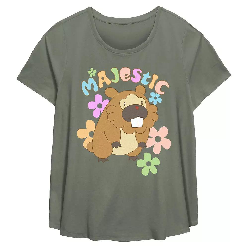 Plus Size Pokemon Majestic Creature Spring Vibes Flowy Graphic Tee, Women's, Size: 1XL, Green Product Image
