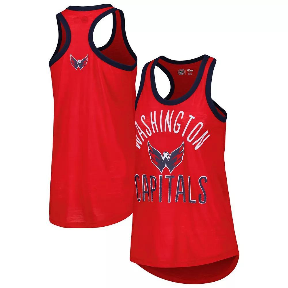 Women's G-III 4Her by Carl Banks Red Washington Capitals First Base Racerback Scoop Neck Tank Top, Size: XL Product Image