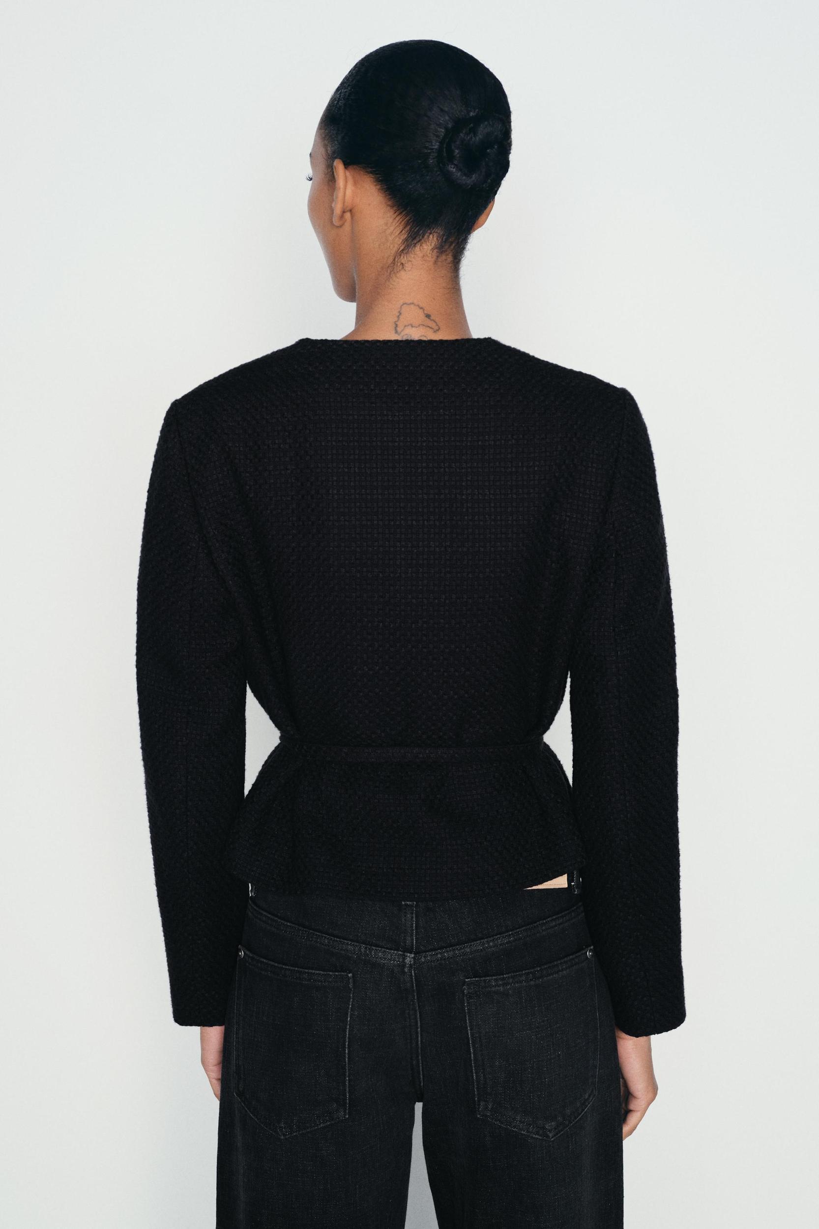 BELTED TEXTURED BLAZER Product Image