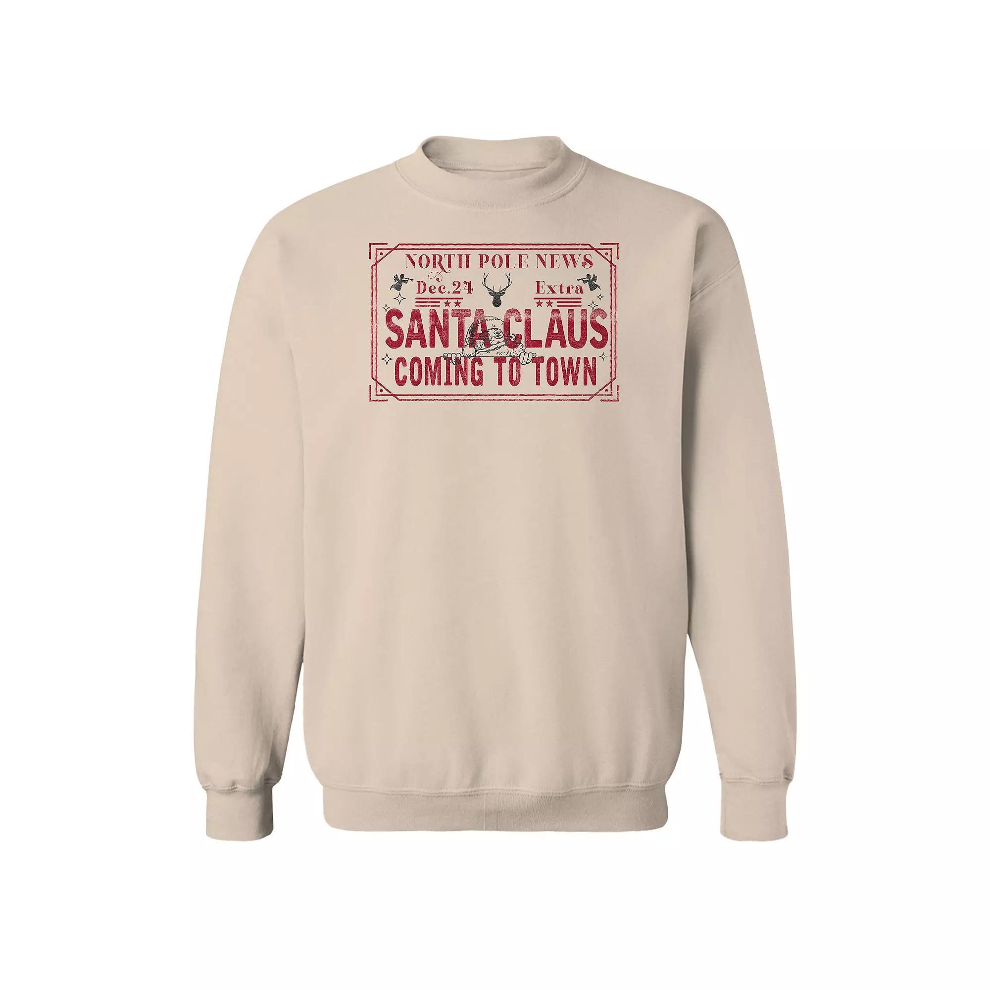 Men's North Pole News Fleece Sweatshirt, Women's, Size: Medium, Brown Product Image