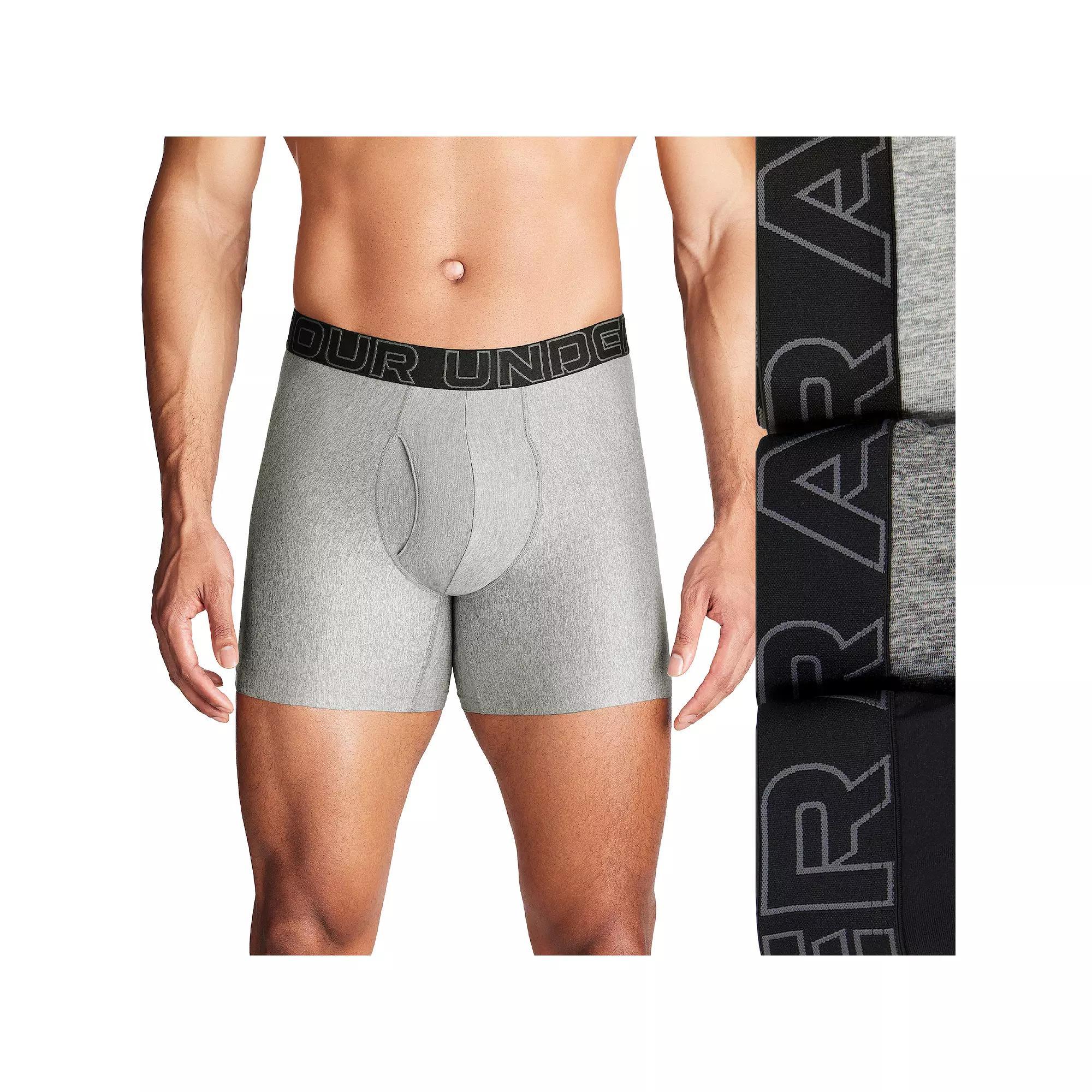 Men's Under Armour 3-pack Performance Tech 6-in. Boxer Briefs, Size: 5XL, Silver Product Image