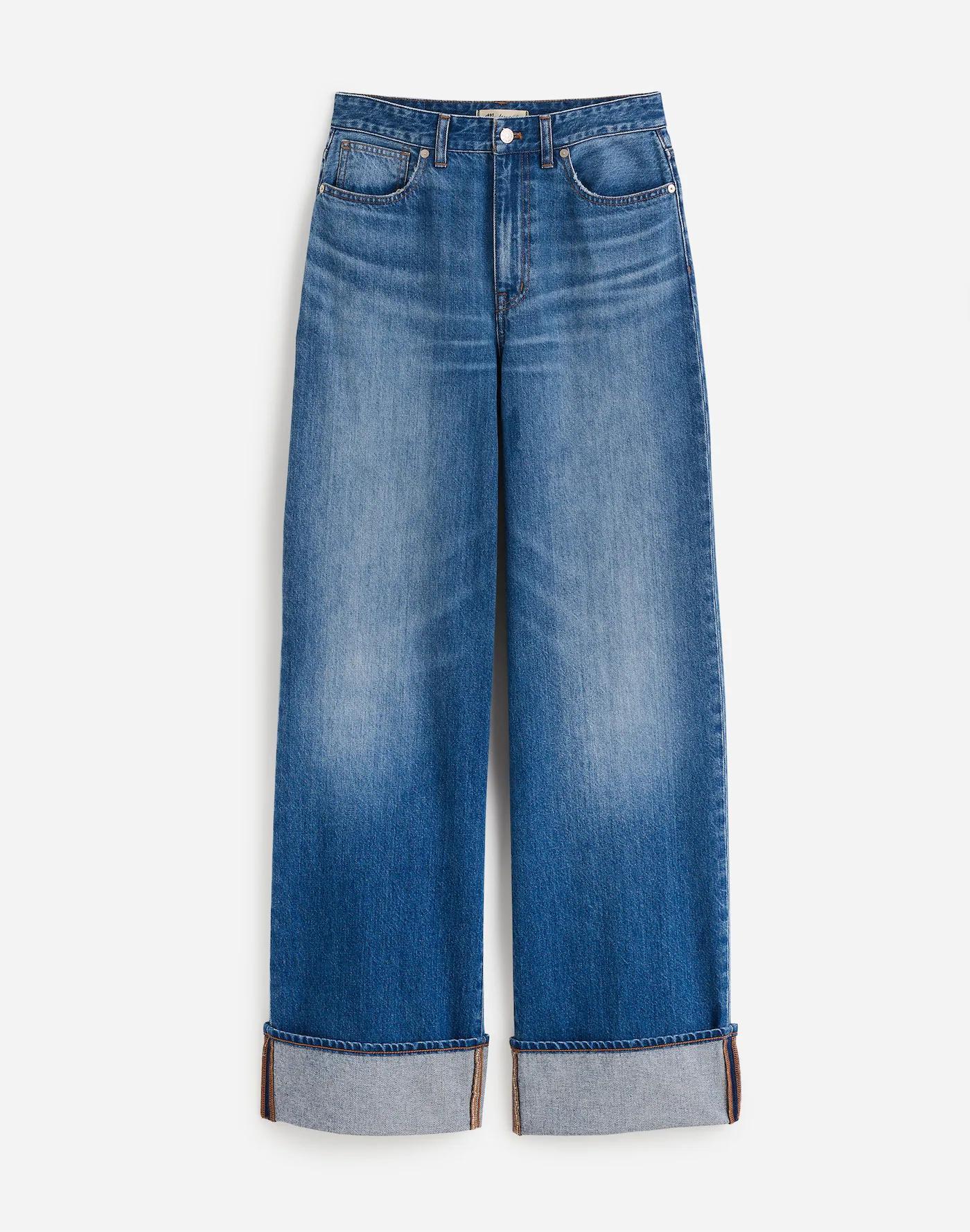 Petite Curvy Superwide-Leg Jeans in Fannin Wash Product Image