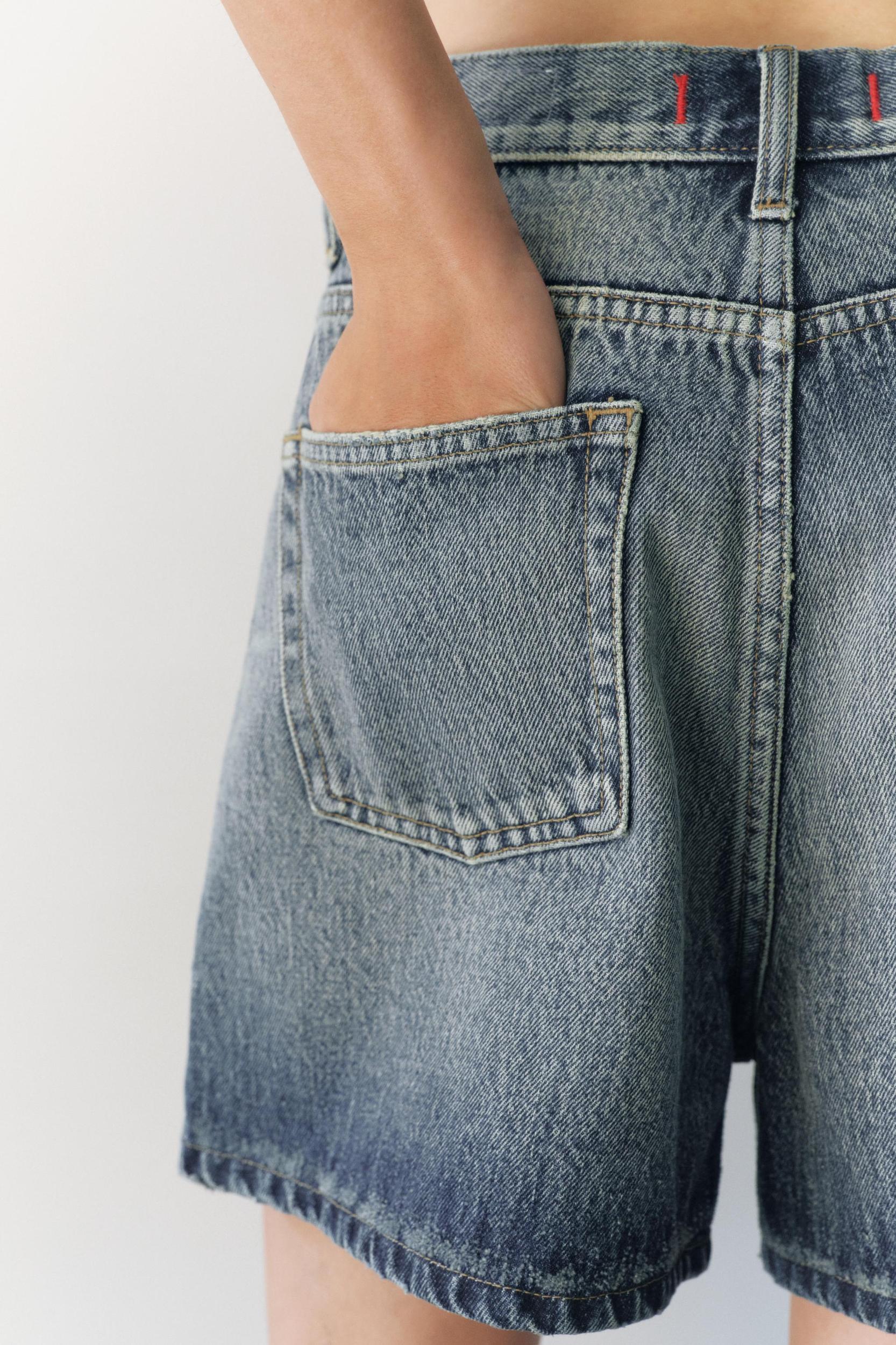 MID WAIST DENIM SHORTS ZW COLLECTION Product Image