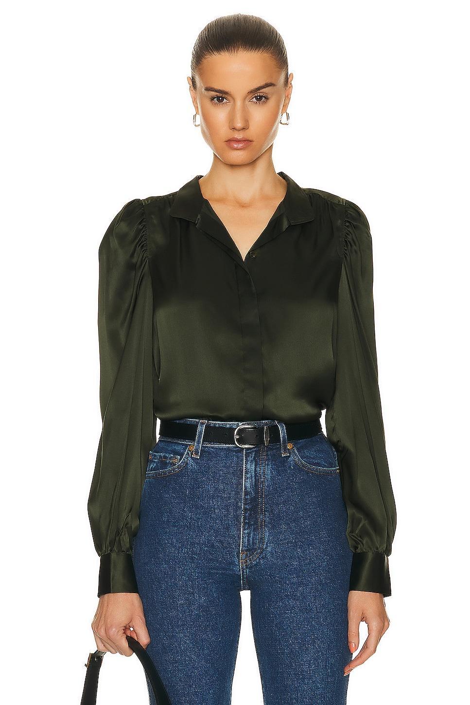 Womens Gillian Silk Puff-Sleeve Blouse Product Image