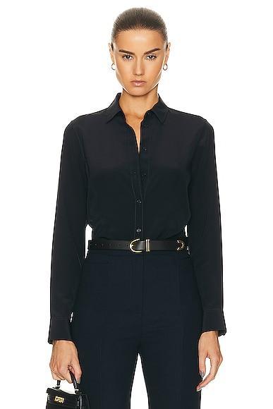Gaia Silk Button-Front Shirt Product Image