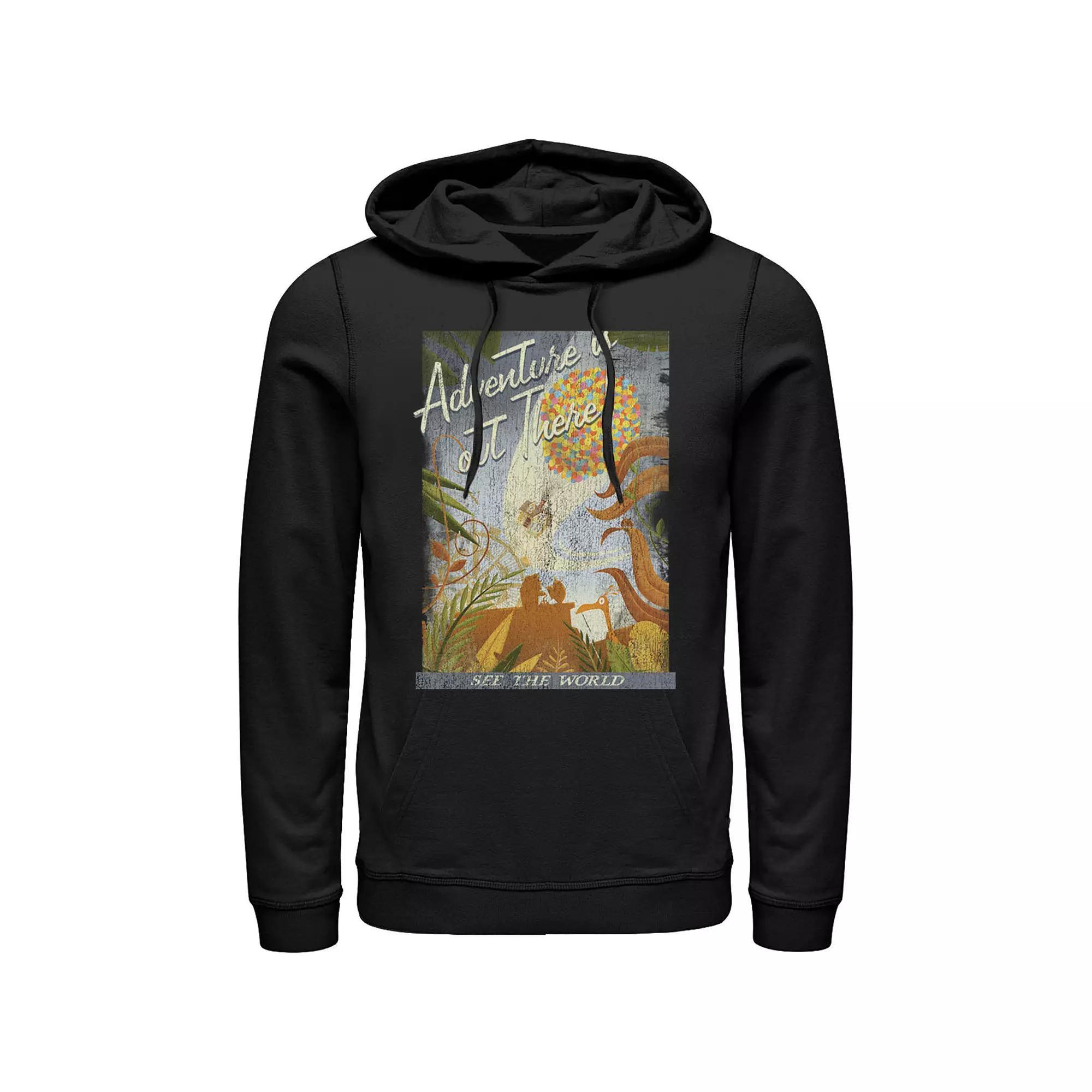 Disney / Pixar's Up Men's Poster Distressed Vintage Hoodie, Size: Large, Red Product Image