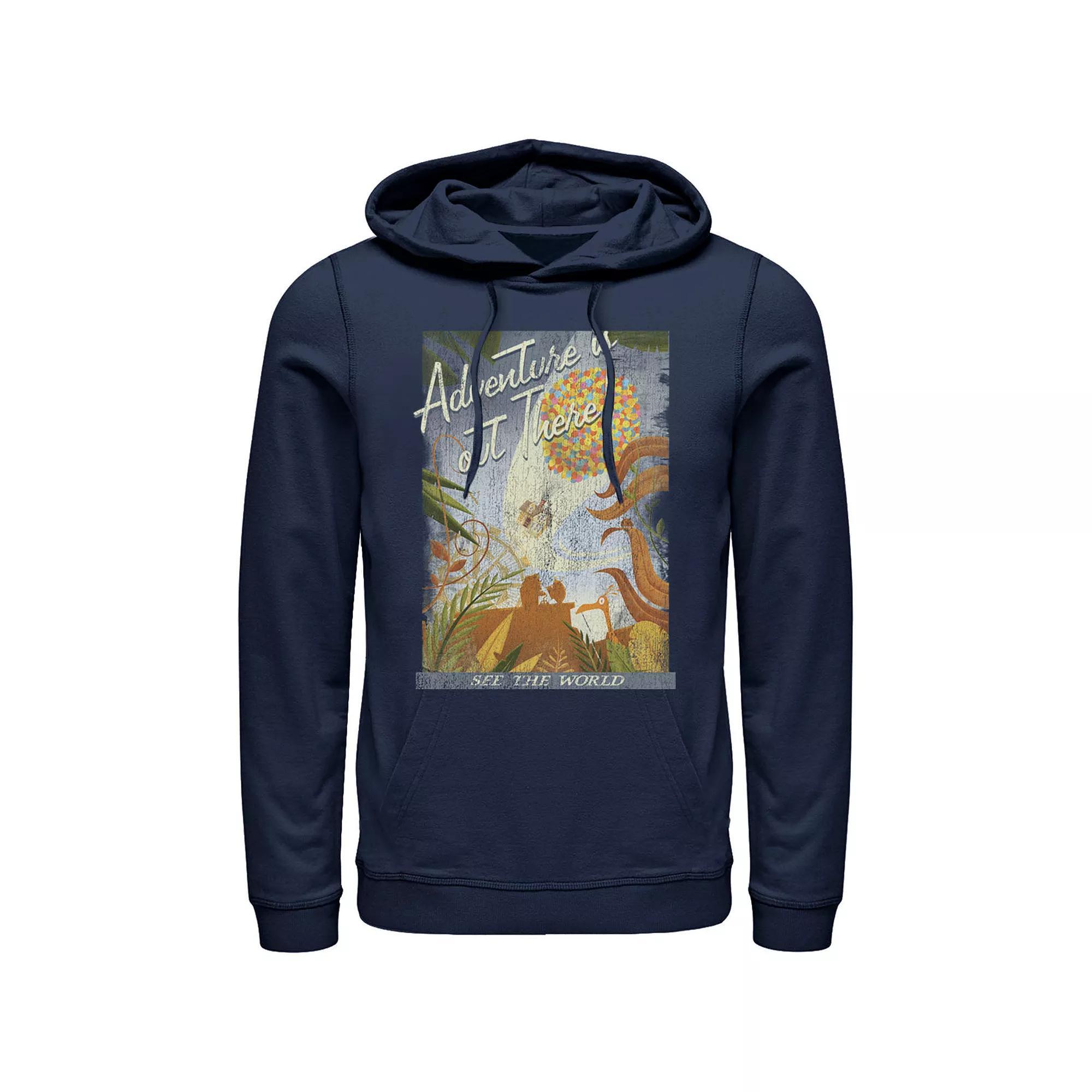 Disney / Pixar's Up Men's Poster Distressed Vintage Hoodie, Size: Large, Red Product Image