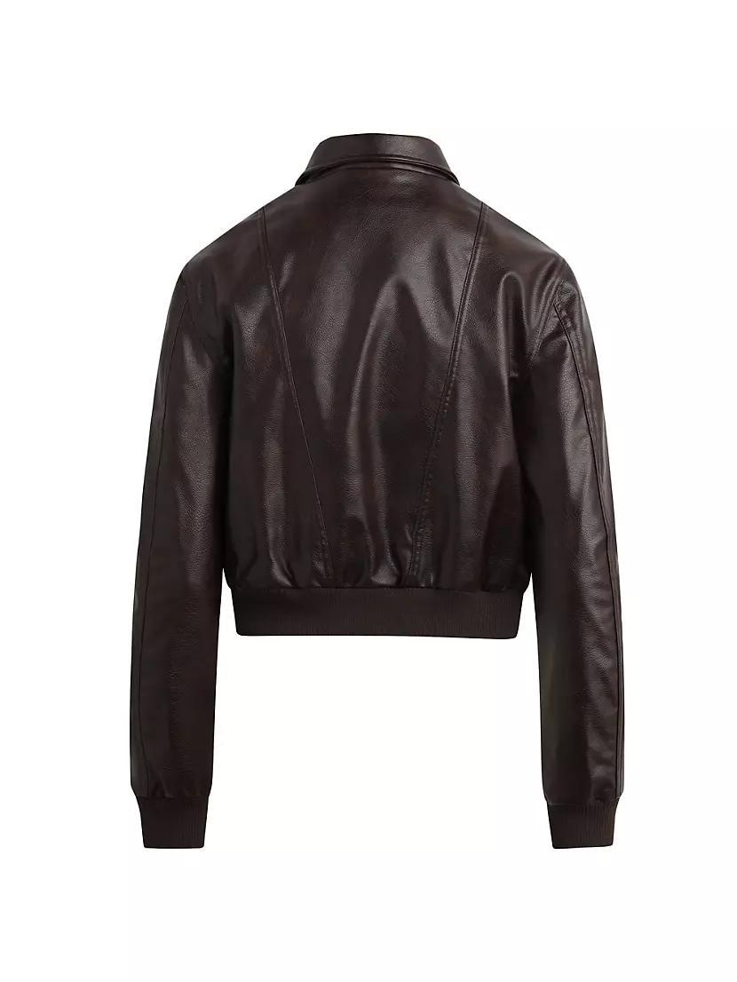 Faux Leather Bomber Jacket Product Image