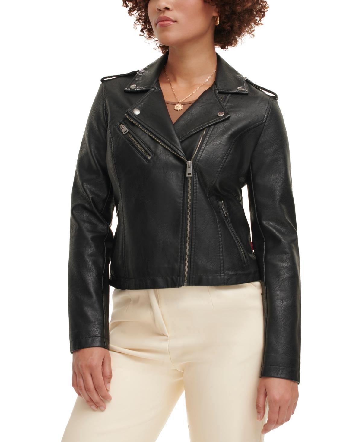 Levis Womens Classic Faux Leather Asymmetrical Moto Jacket Product Image