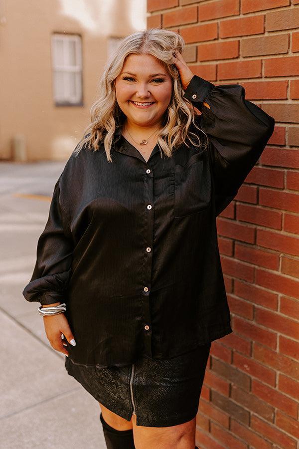 For The Record Button Up In Black Curves Product Image