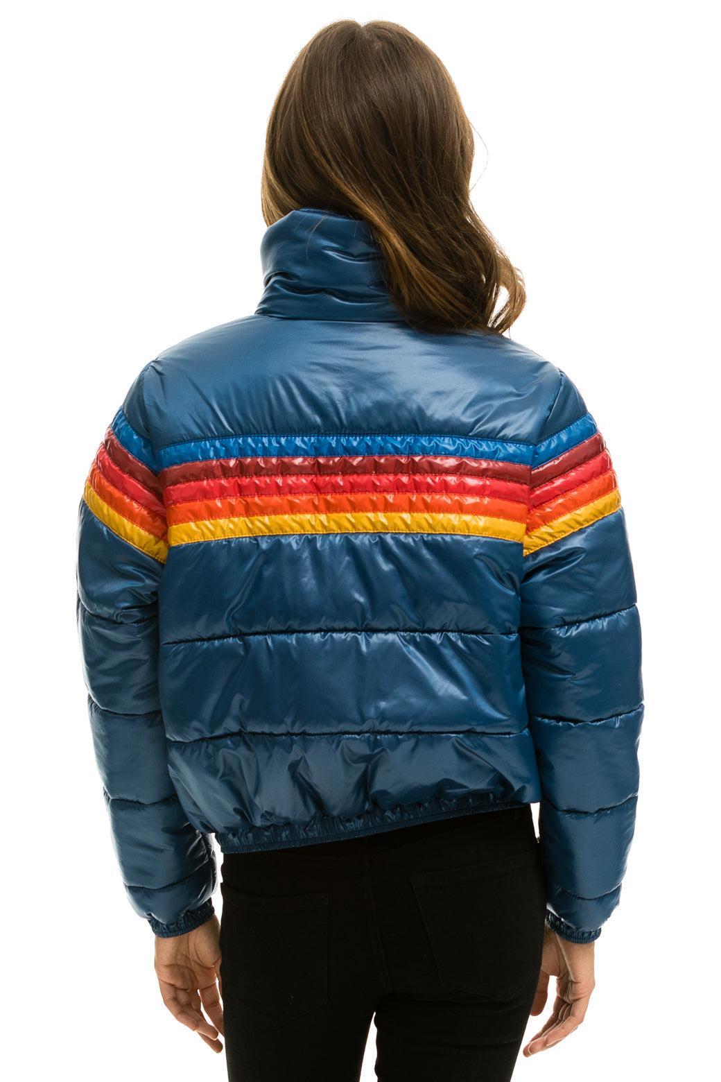 5 STRIPE LUXE APRES PUFFER JACKET - GLOSSY DARK BLUE Female Product Image