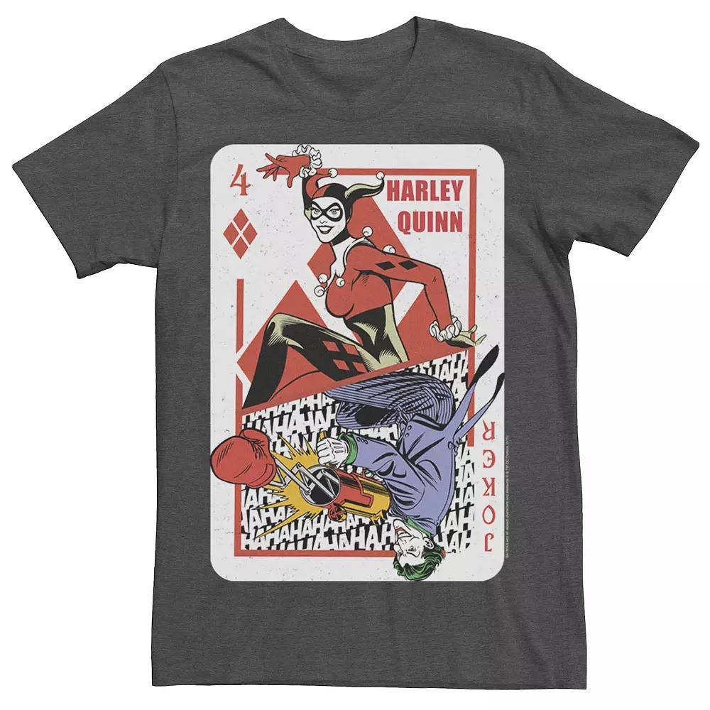 Mens DC Comics Harley Quinn Joker Playing Card Tee, Men's, Size: Small, Grey Heather Product Image