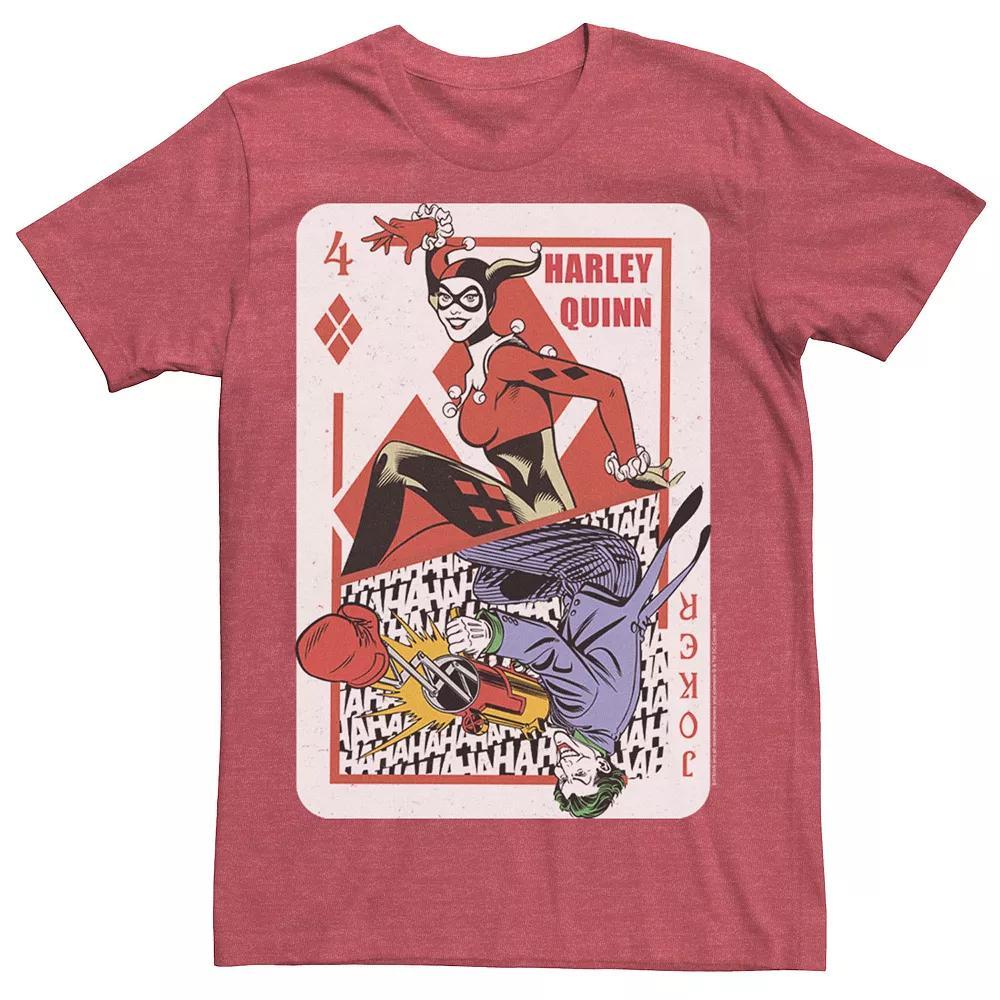 Mens DC Comics Harley Quinn Joker Playing Card Tee, Men's, Size: XL, Red Grey Product Image