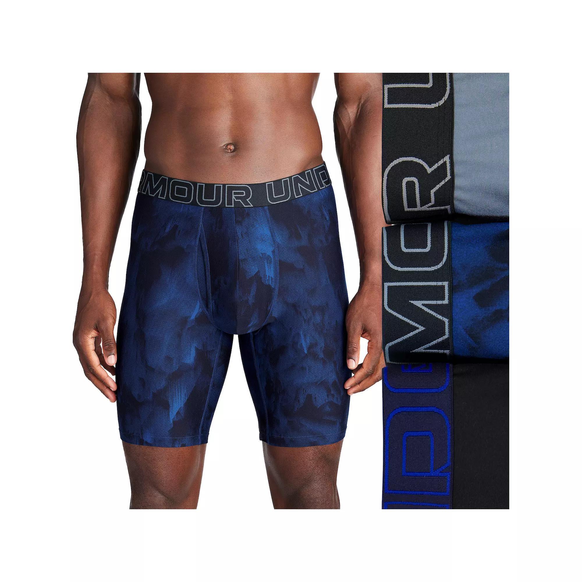 Men's Under Armour 3-pack Performance Tech Fashion 9-in. Long Leg Boxer Briefs, Size: XS, Grey Product Image